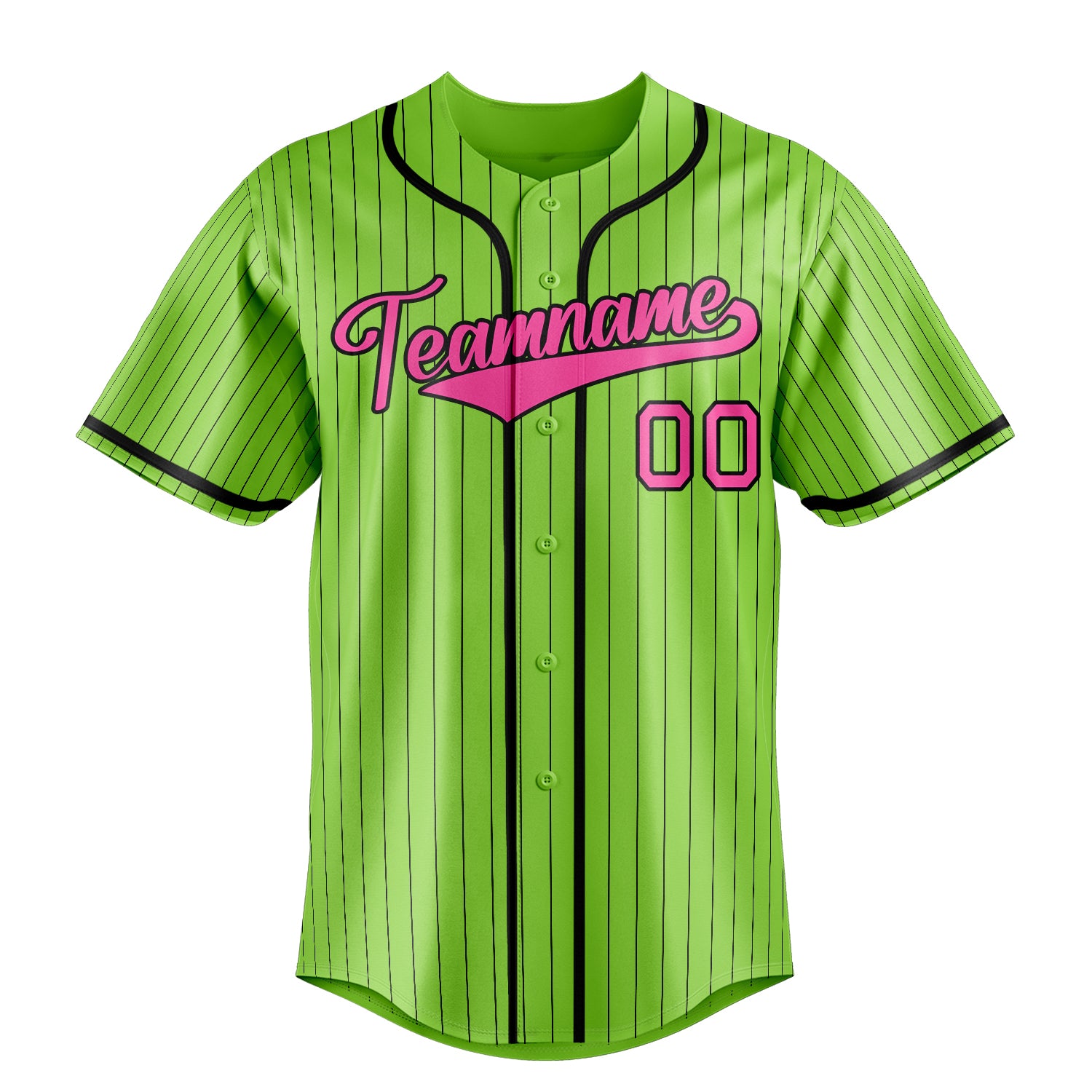 Custom Neon Green & Pink Black Pinstripe Fan Baseball Jersey