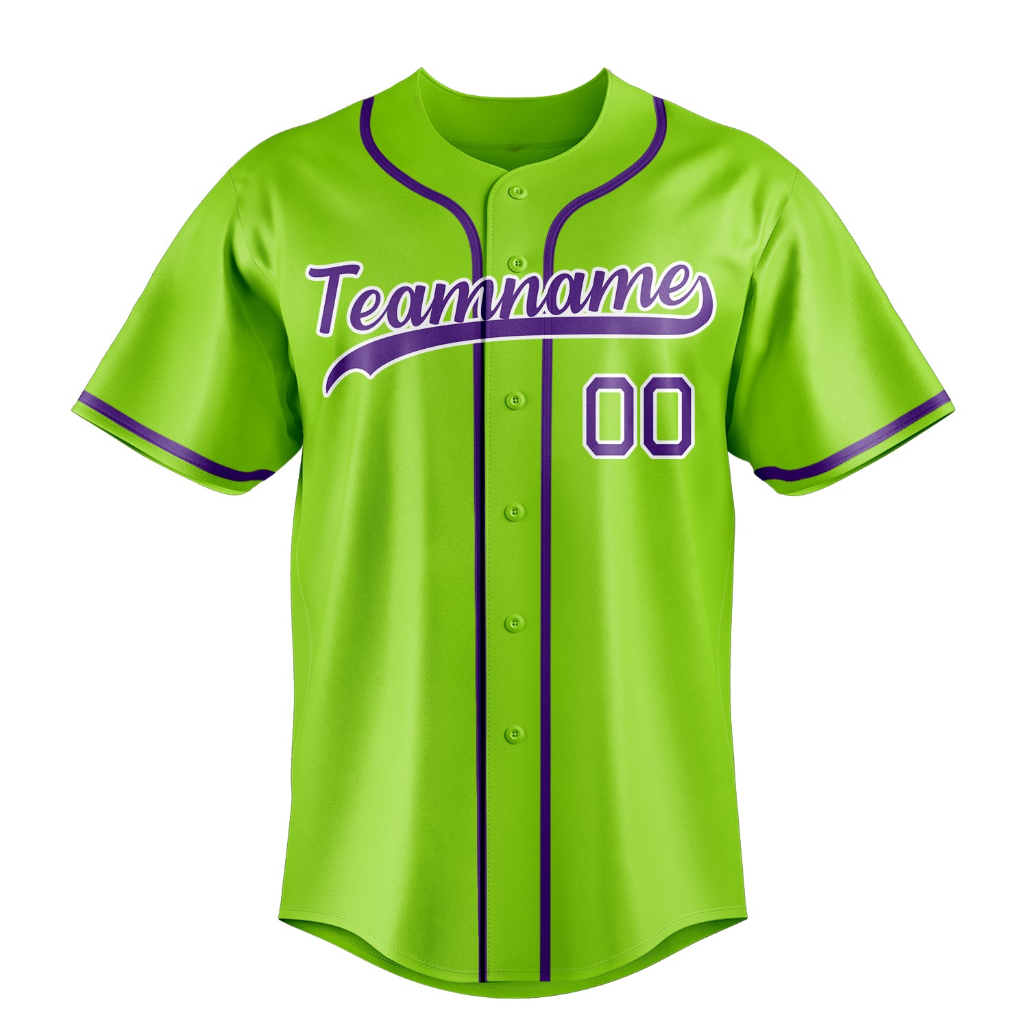 Custom Neon Green & Purple Color Fan Baseball Jersey