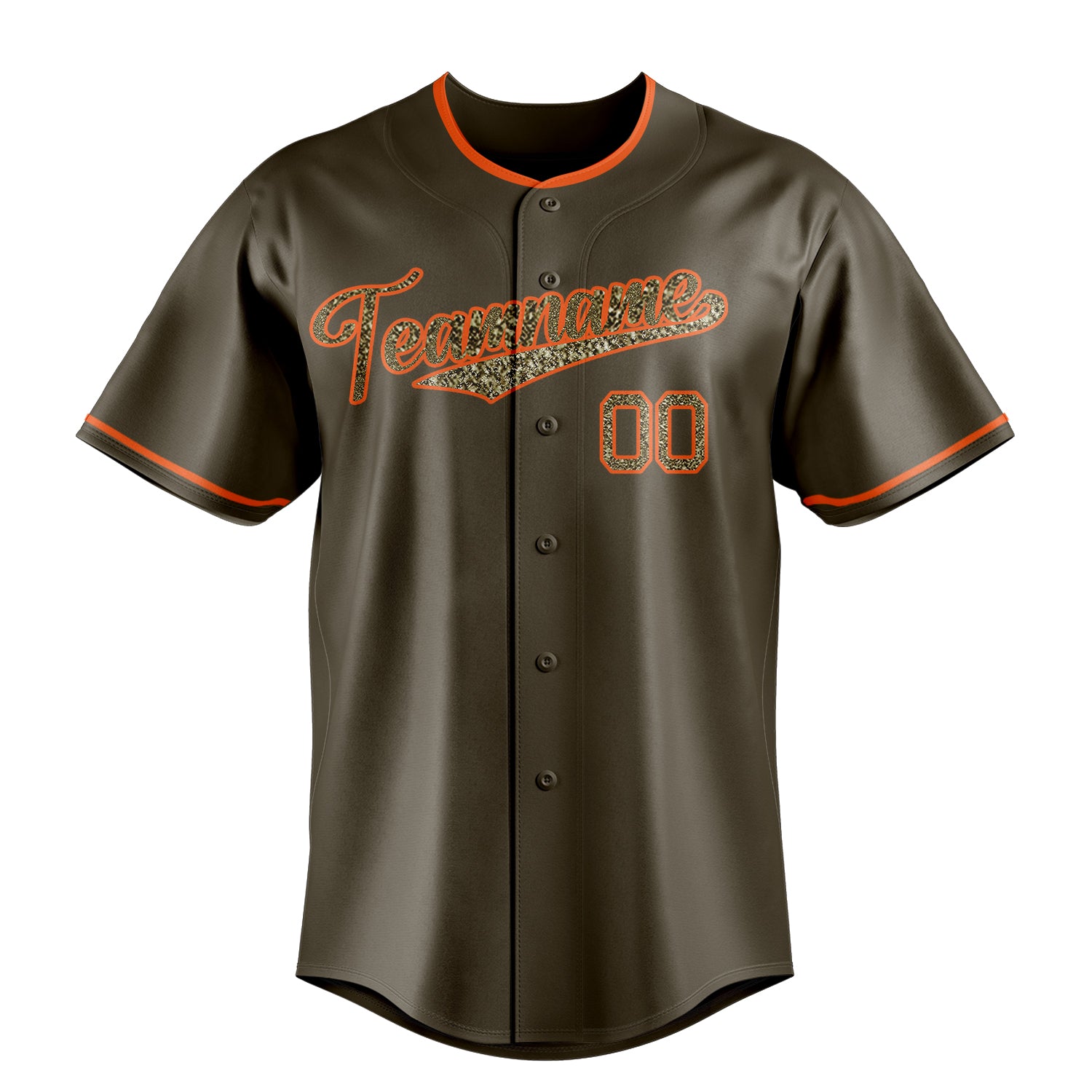 Custom Olive & Camo Color Fan Baseball Jersey
