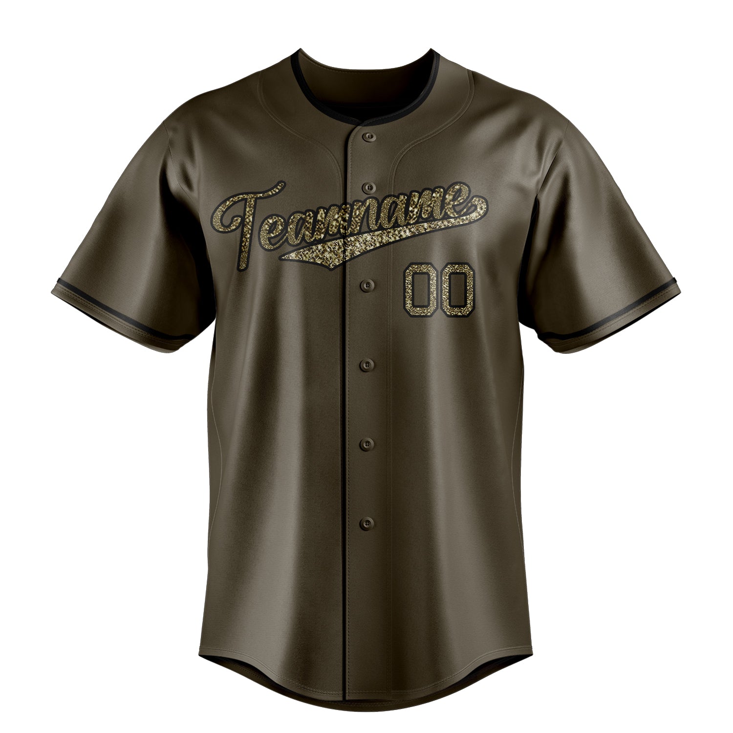 Custom Olive & Camo Color Fan Baseball Jersey