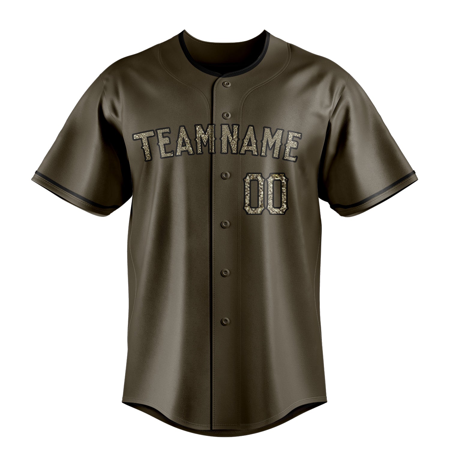 Custom Olive & Camo Color Fan Baseball Jersey