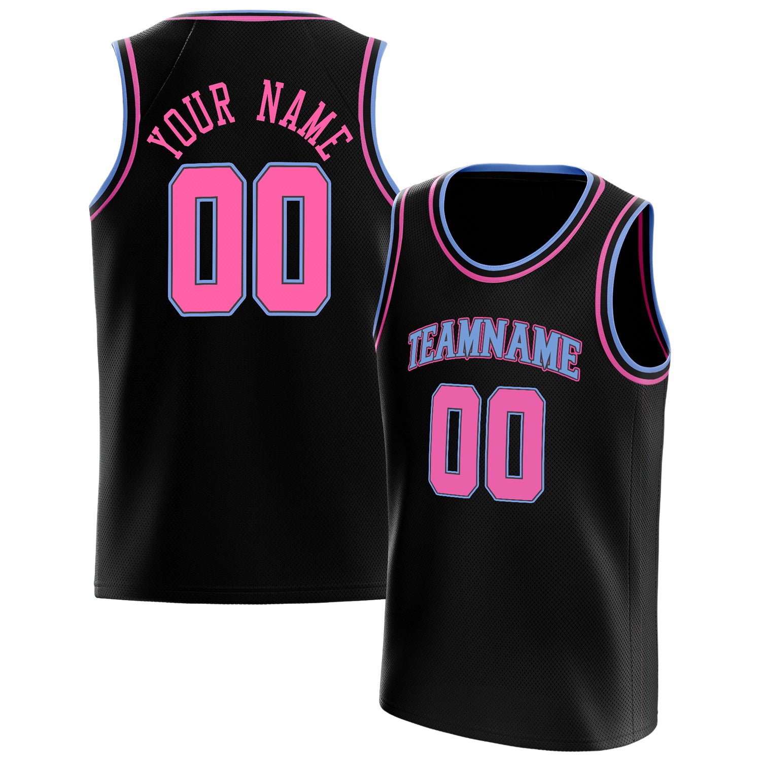 Custom Black Pink Solid-Color Basketball Jersey