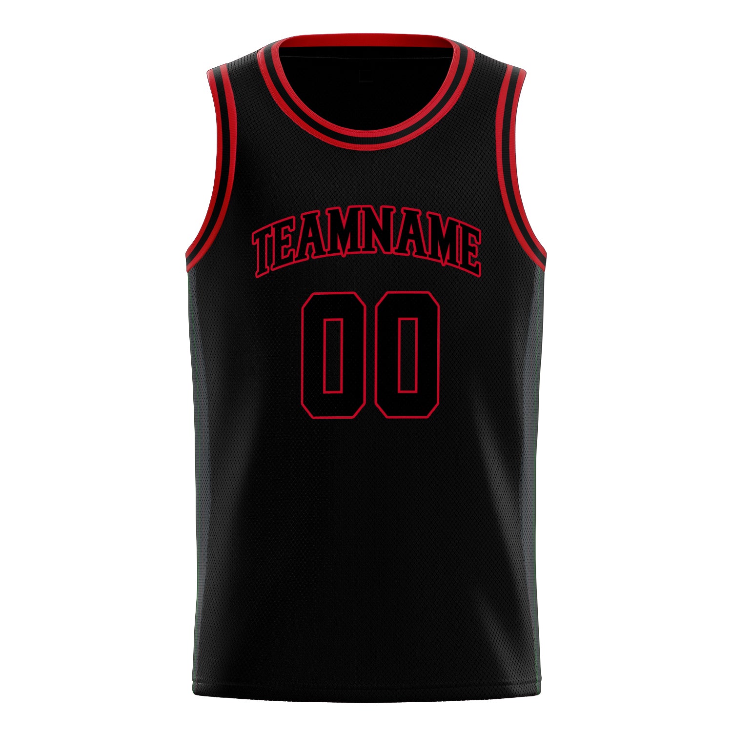 Custom Black Red Solid-Color Basketball Jersey