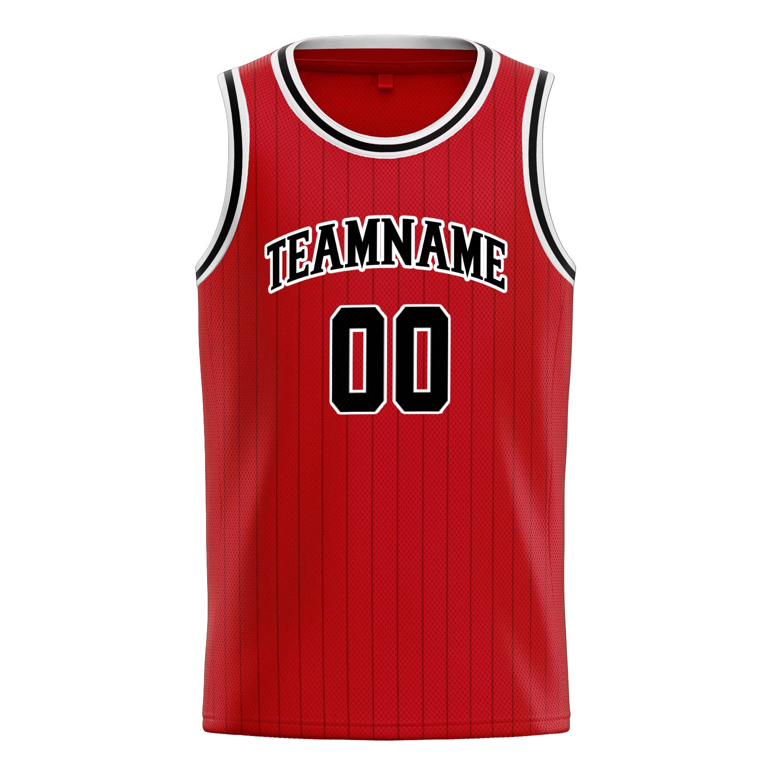 Custom Red Black Black-Pinstripe Basketball Jersey