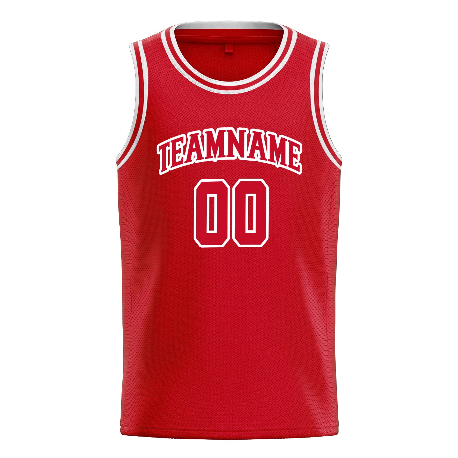 Custom Red White Solid-Color Basketball Jersey