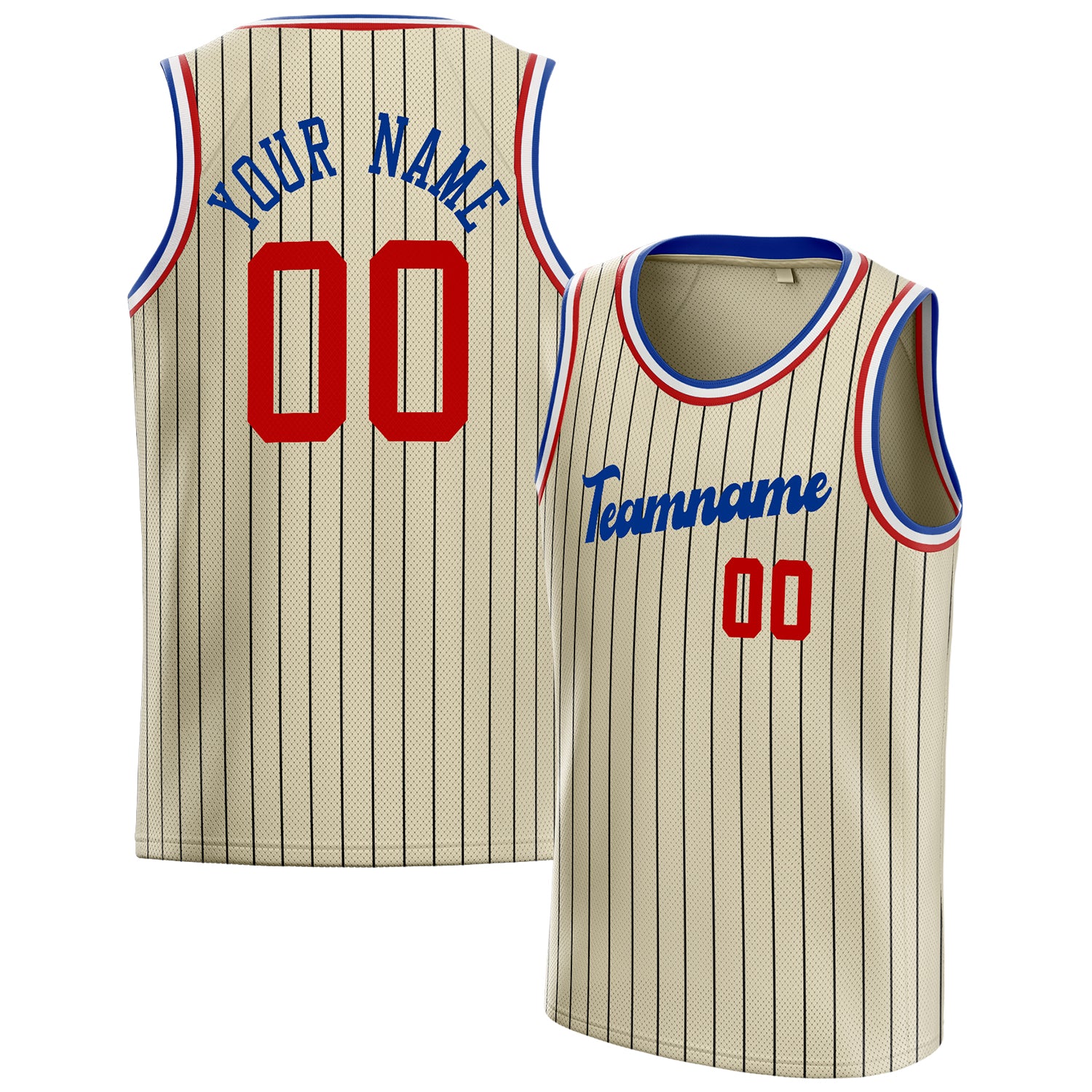 Custom Cream Orange Black-Pinstripe Basketball Jersey