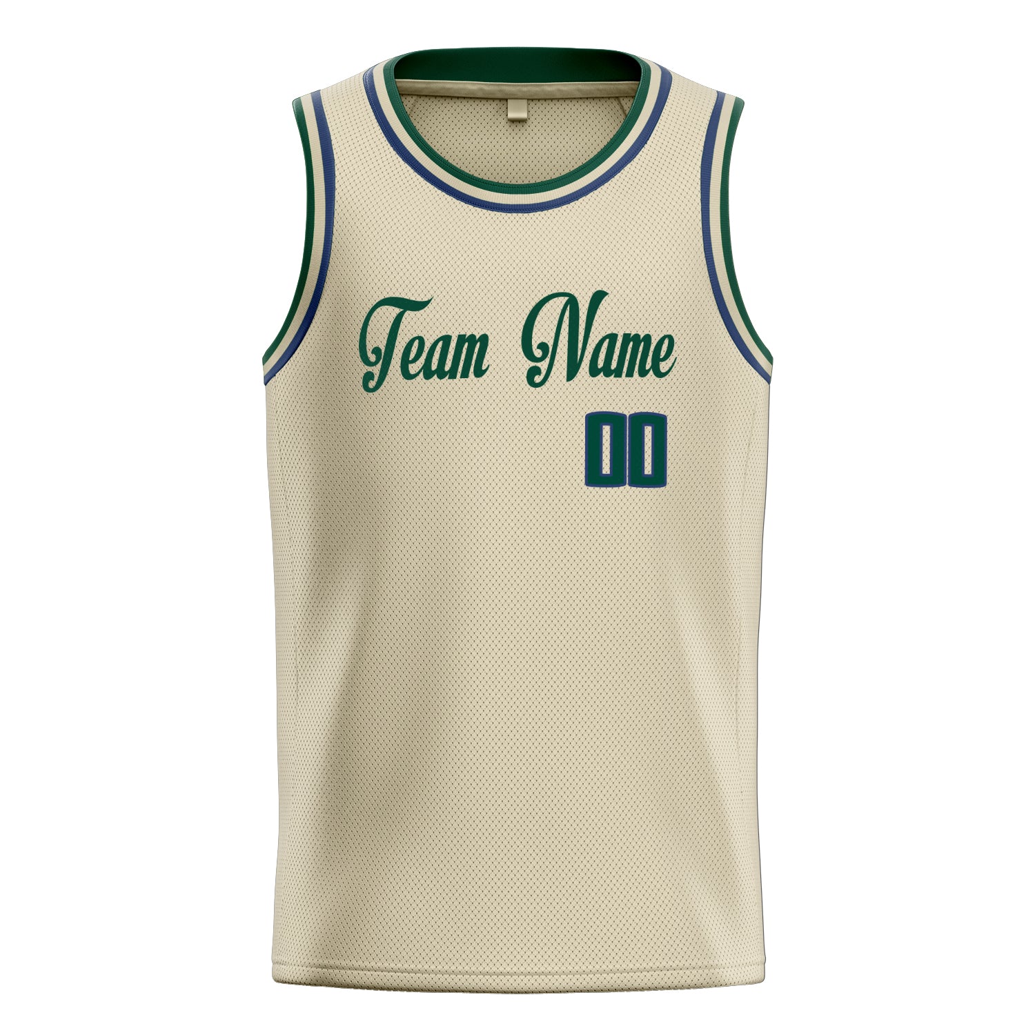 Custom Cream Kelly-Green Solid-Color Basketball Jersey