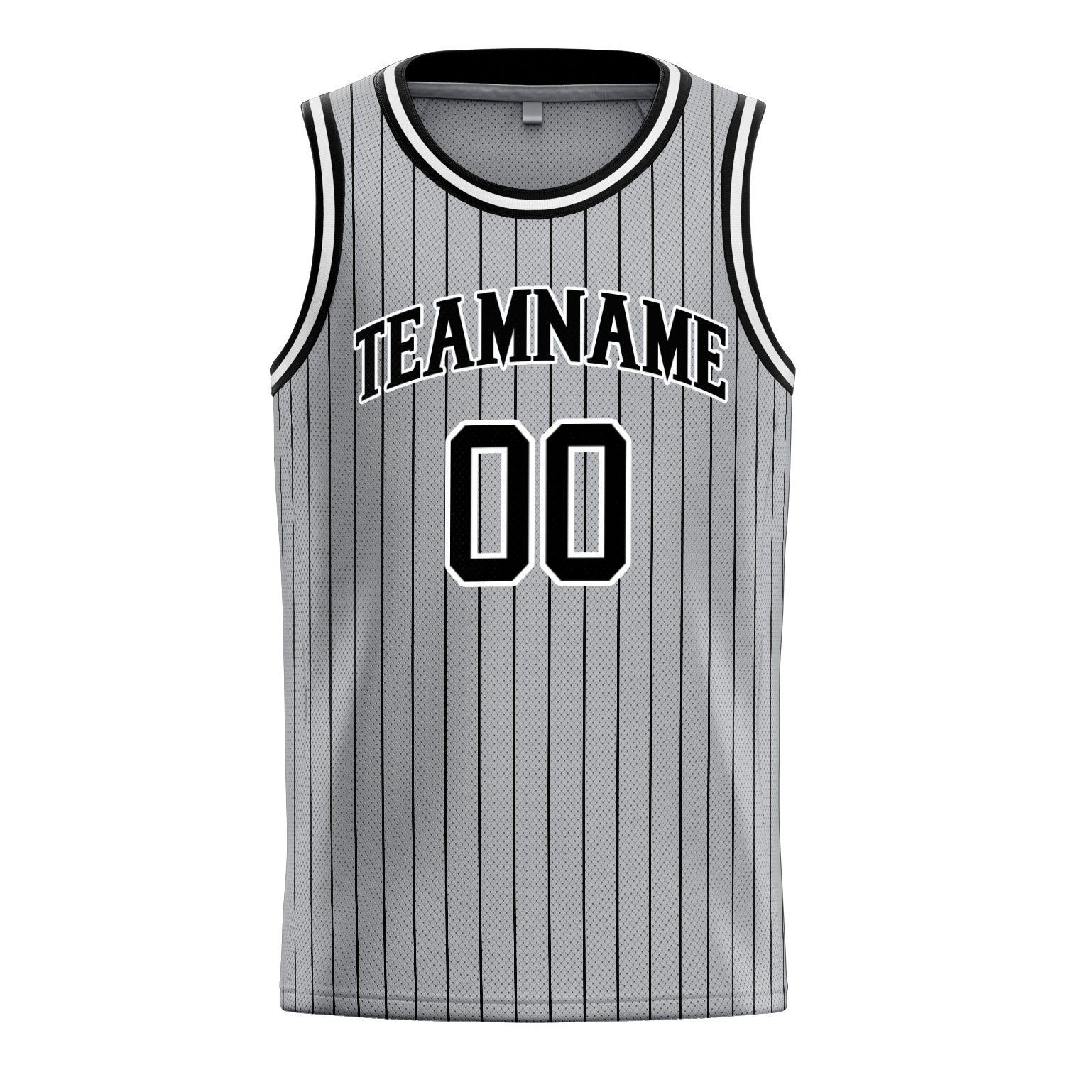 Custom Gray Black Black-Pinstripe Basketball Jersey