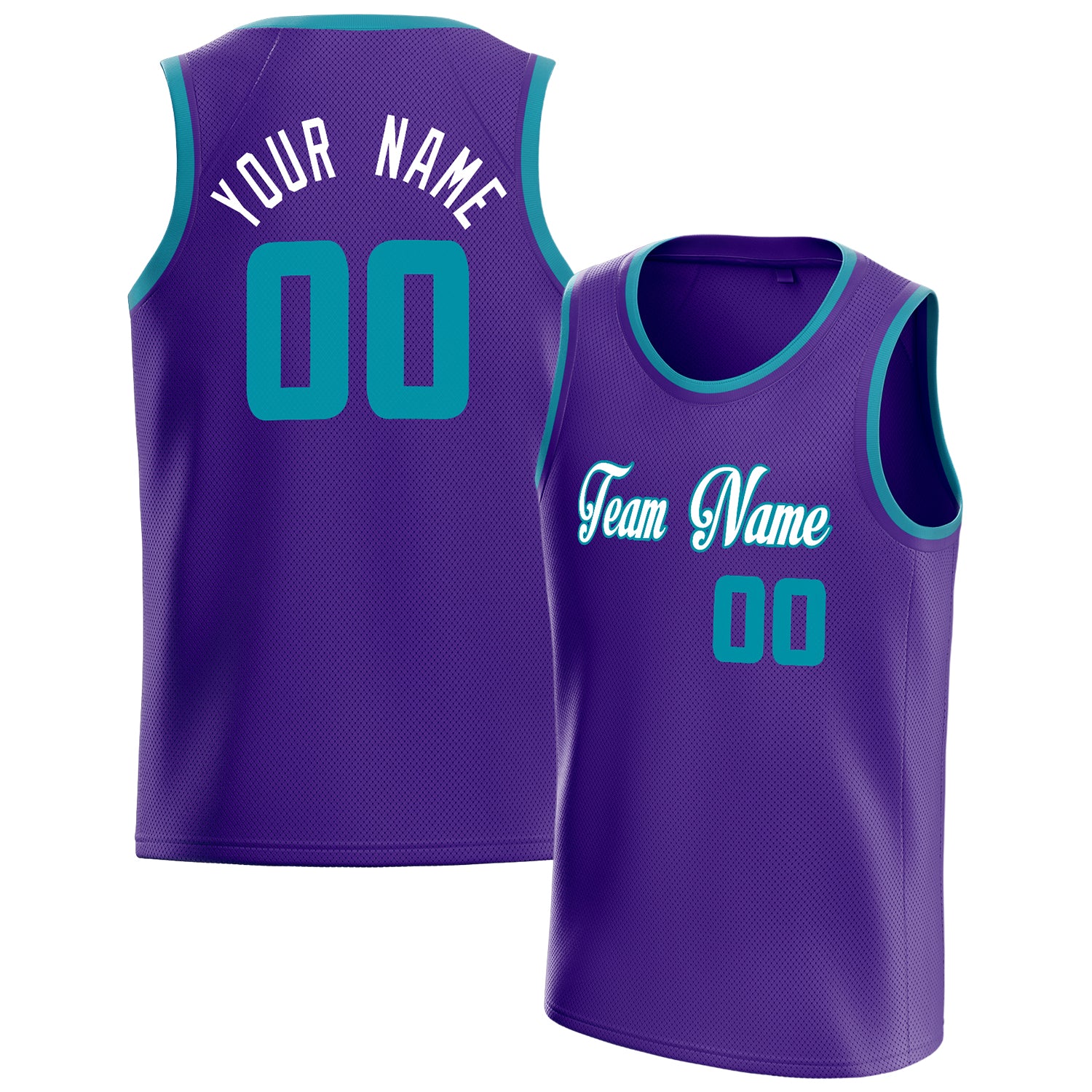 Custom Purple Teal White-Pinstripe Basketball Jersey
