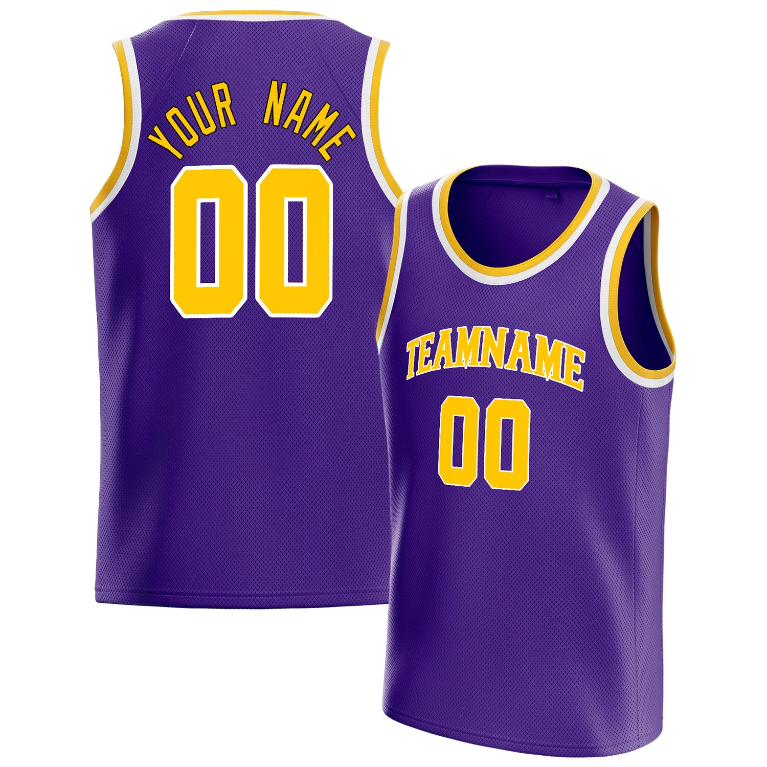 Custom Purple Gold White-Pinstripe Basketball Jersey