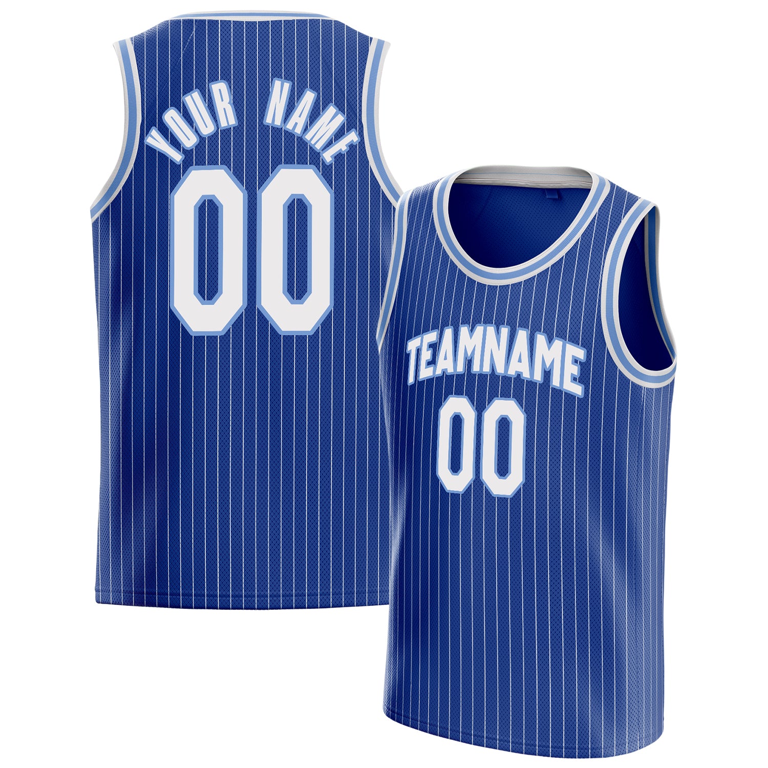 Custom Royal White White-Pinstripe Basketball Jersey