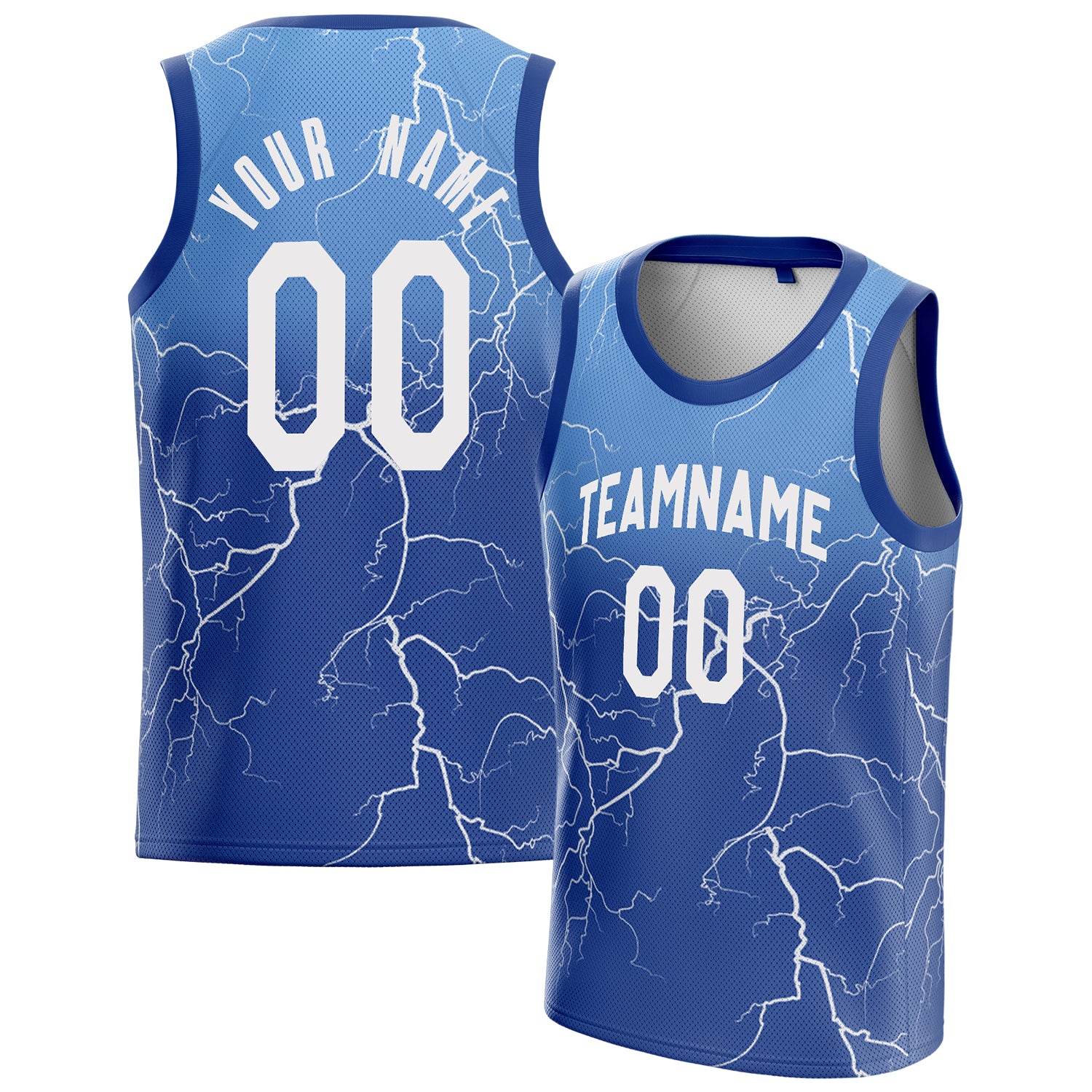 Custom Royal White Lightning Basketball Jersey