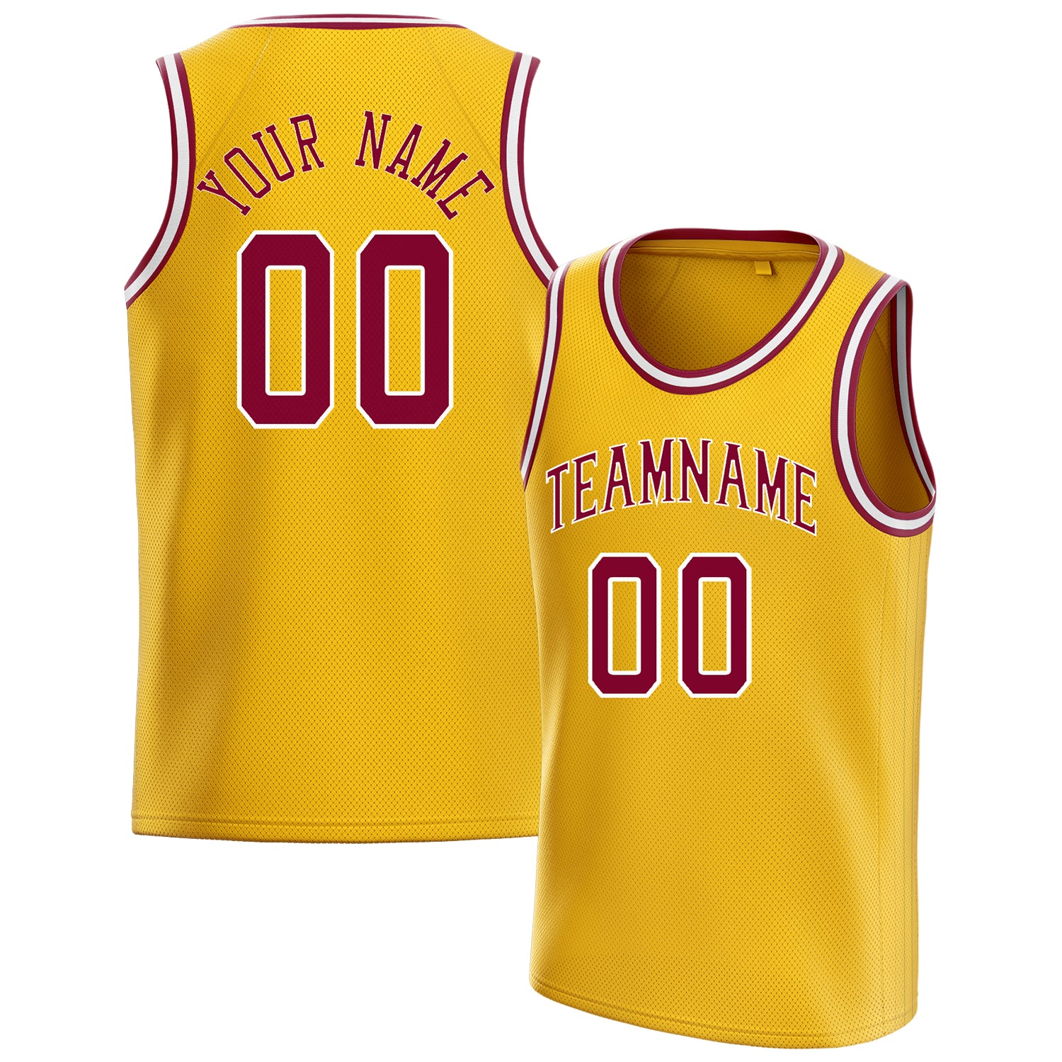 Custom Gold Red Solid-Color Basketball Jersey