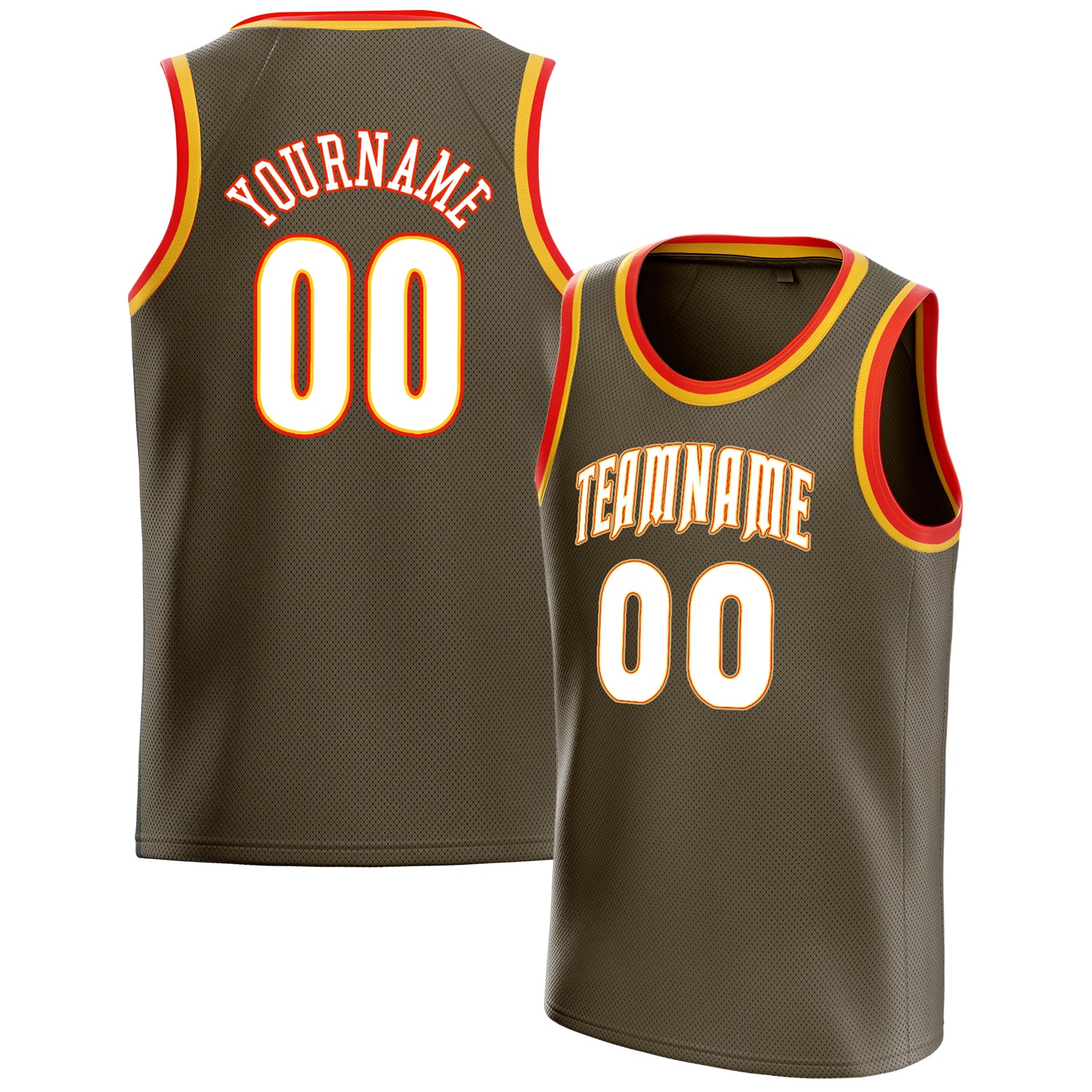 Custom Olive White Solid-Color Basketball Jersey