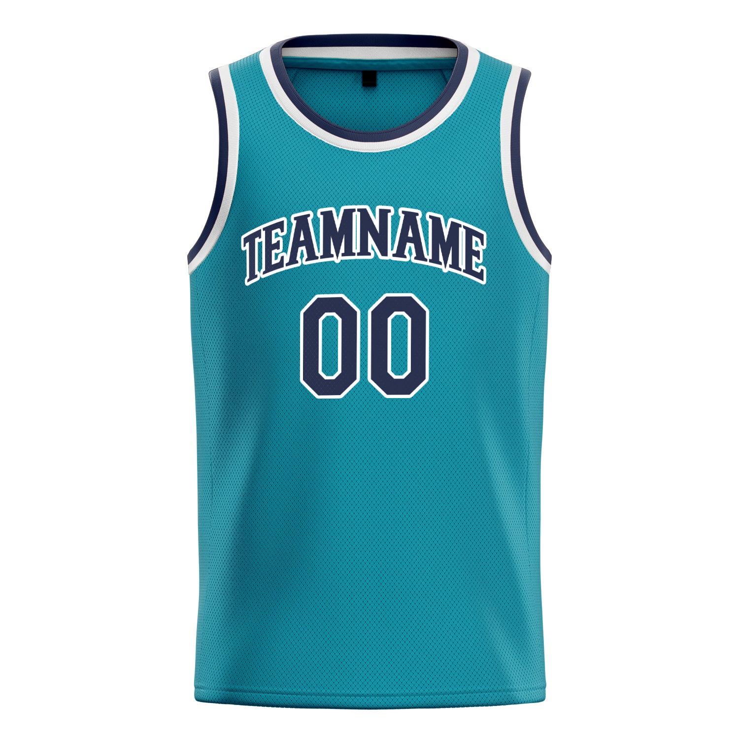 Custom Teal Navy Solid-Color Basketball Jersey