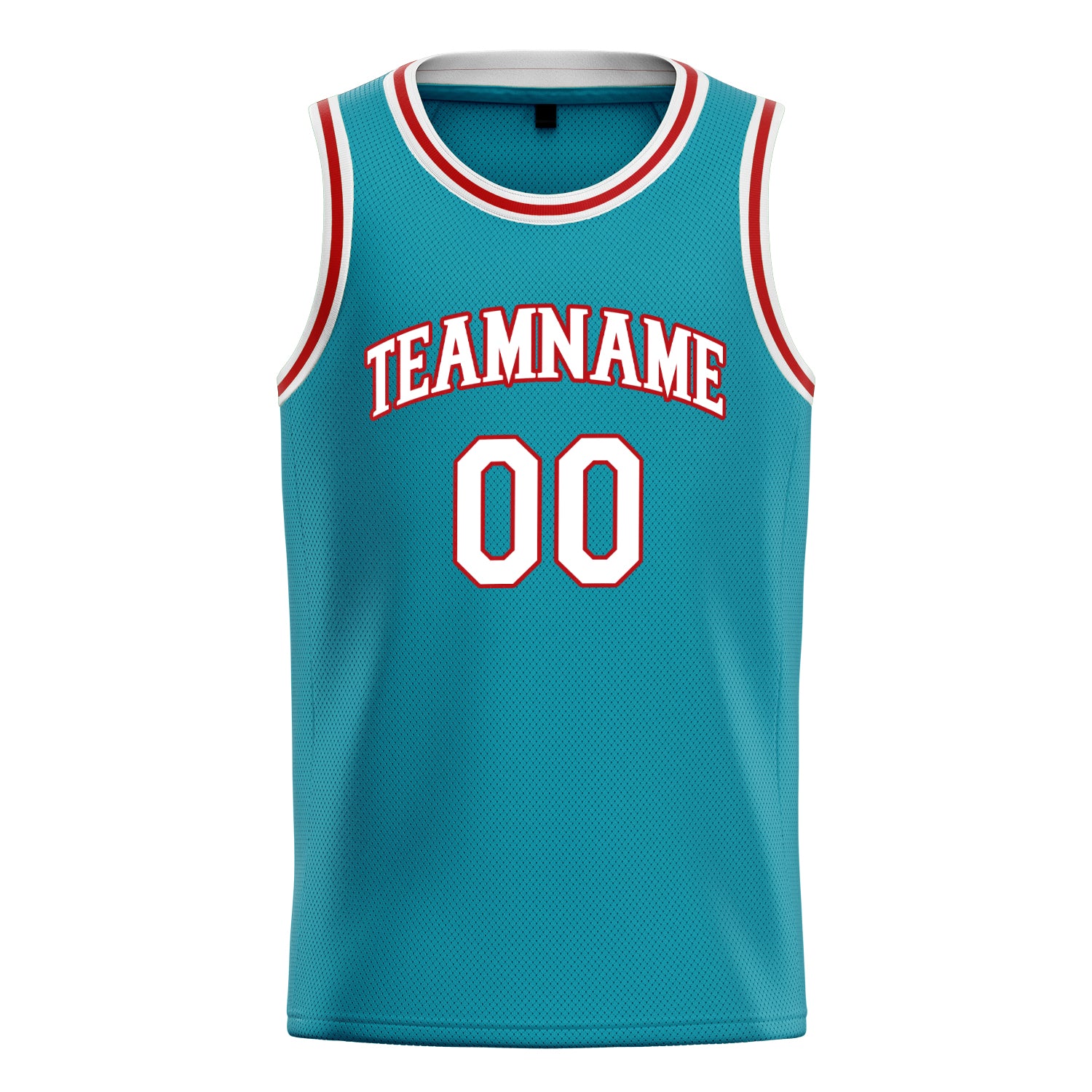 Custom Teal White Solid-Color Basketball Jersey