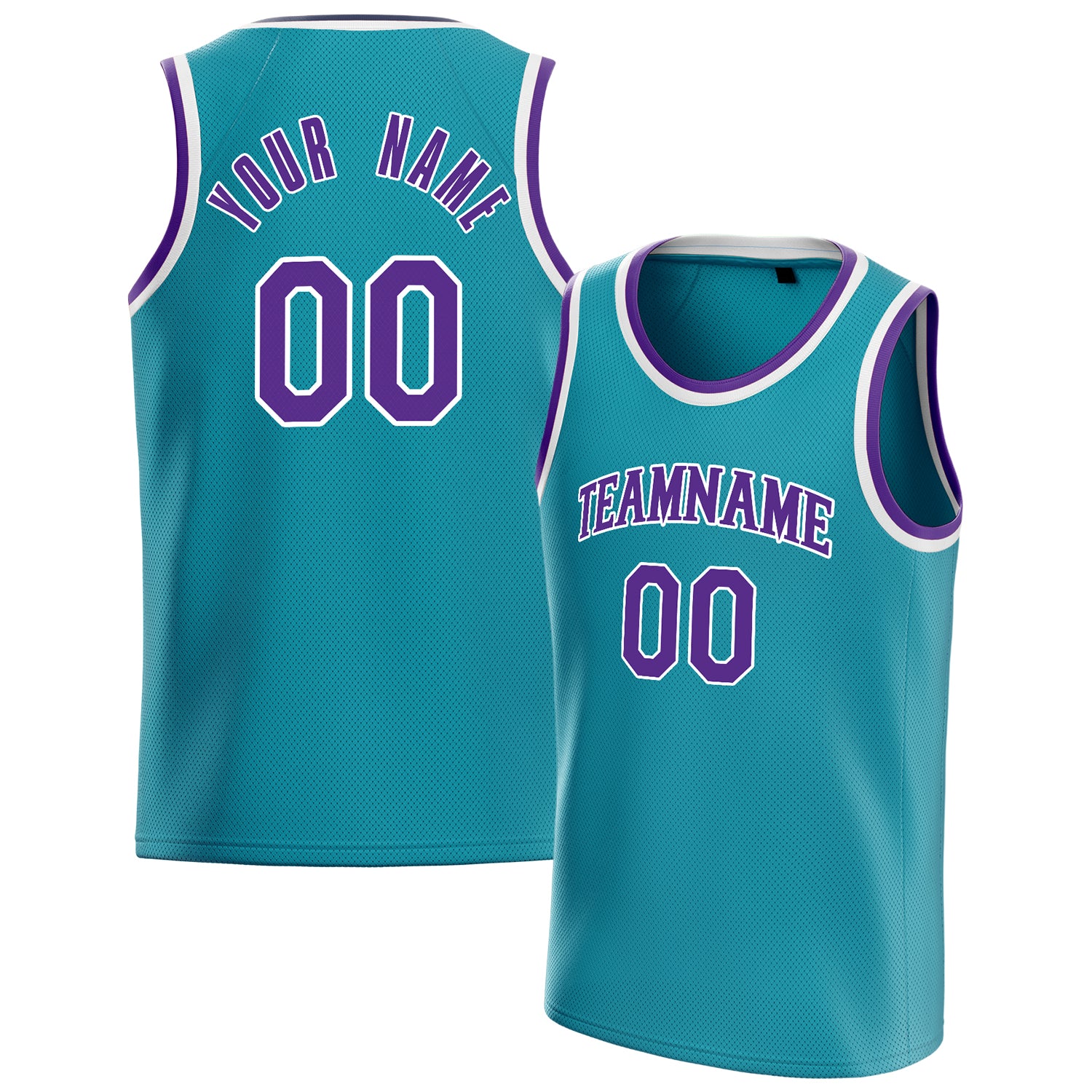 Custom Teal Purple Solid-Color Basketball Jersey
