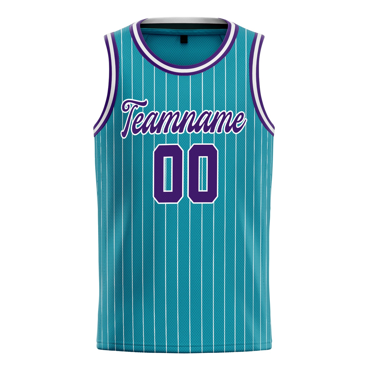 Custom Teal Purple White-Pinstripe Basketball Jersey