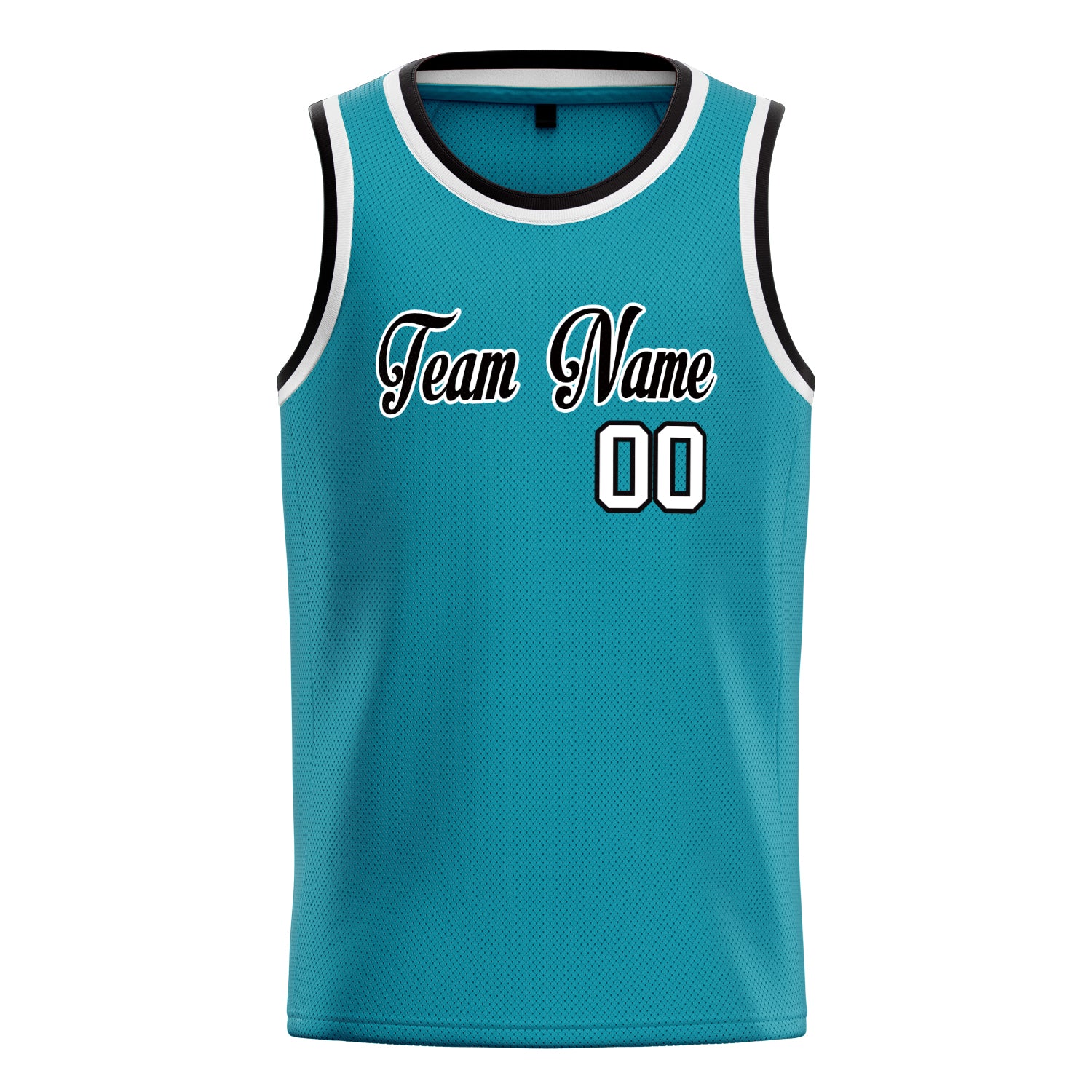 Custom Teal White Solid-Color Basketball Jersey
