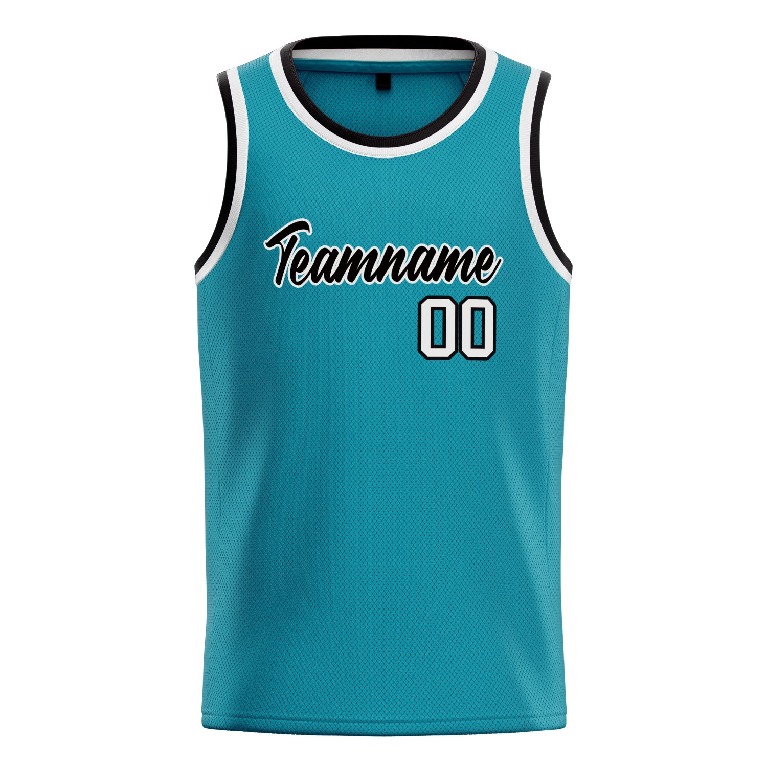 Custom Teal White Solid-Color Basketball Jersey