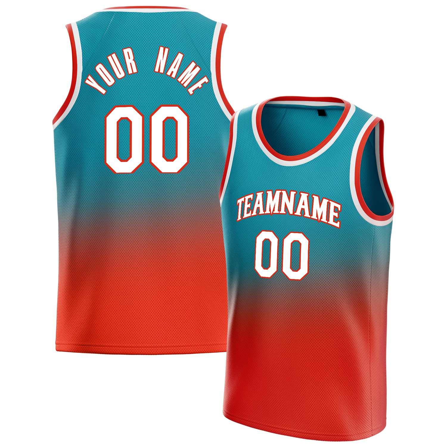 Custom Teal Orange Fade Basketball Jersey