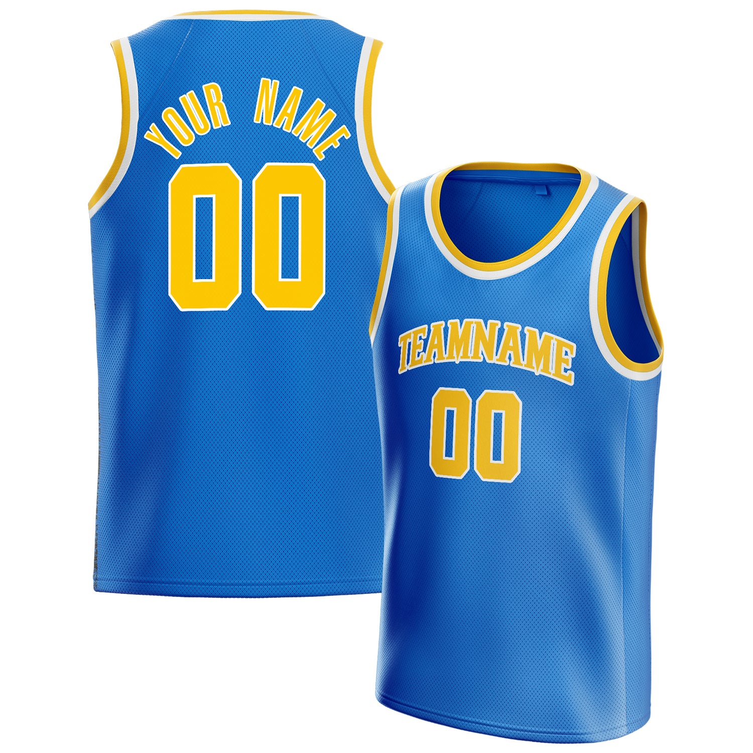 Custom Blue Gold Solid-Color Basketball Jersey
