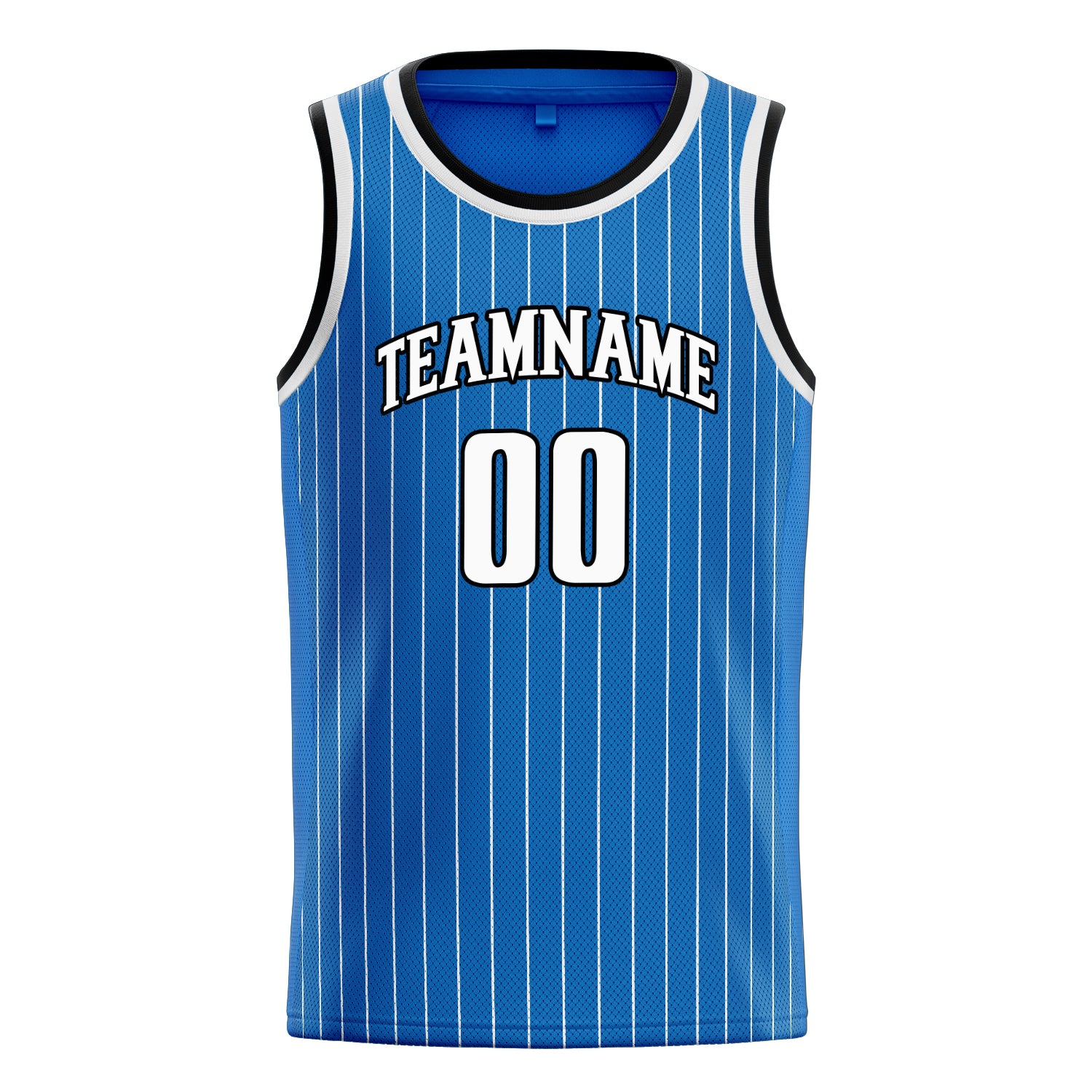 Custom Blue White White-Pinstripe Basketball Jersey