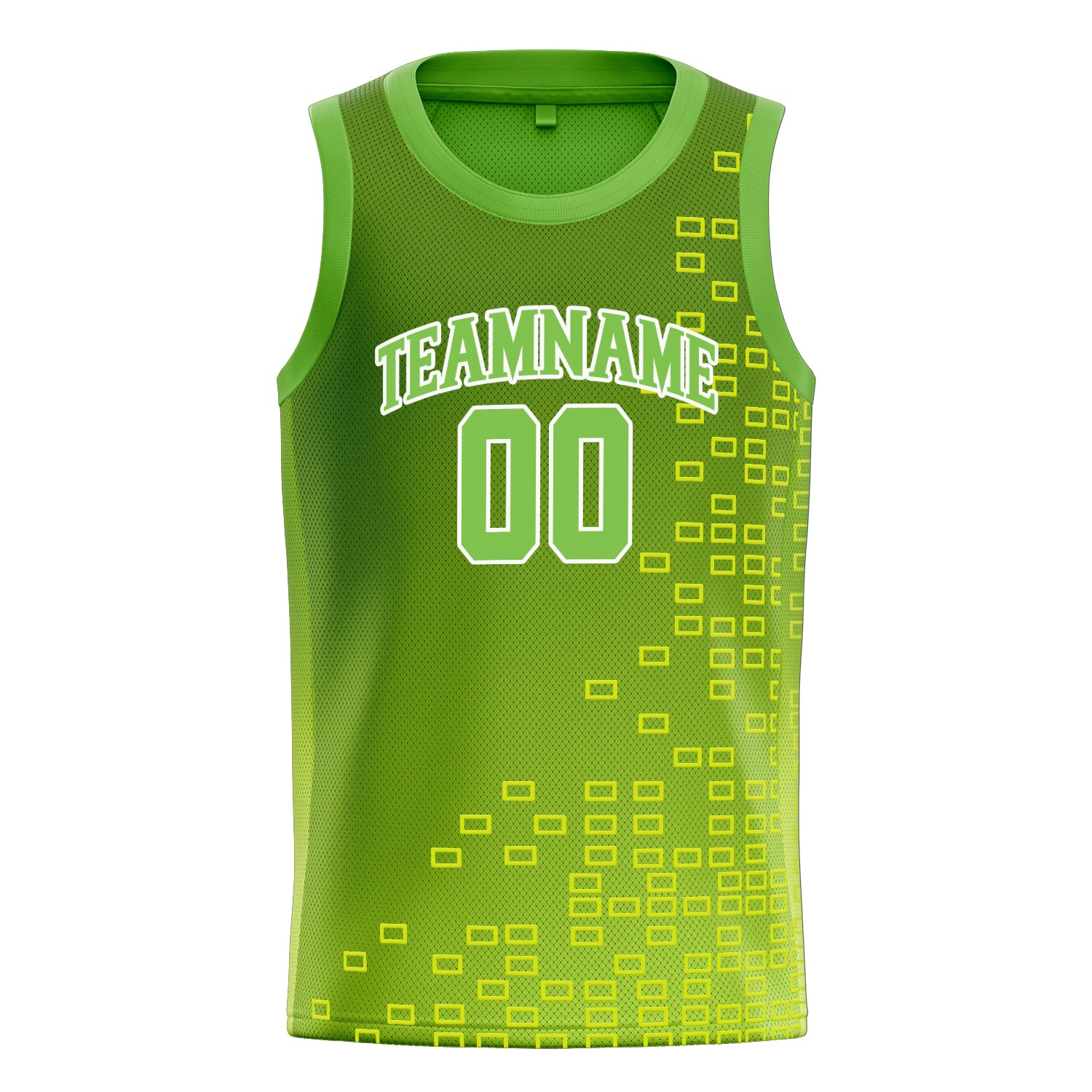 Custom Neon-Green White Neck Basketball Jersey