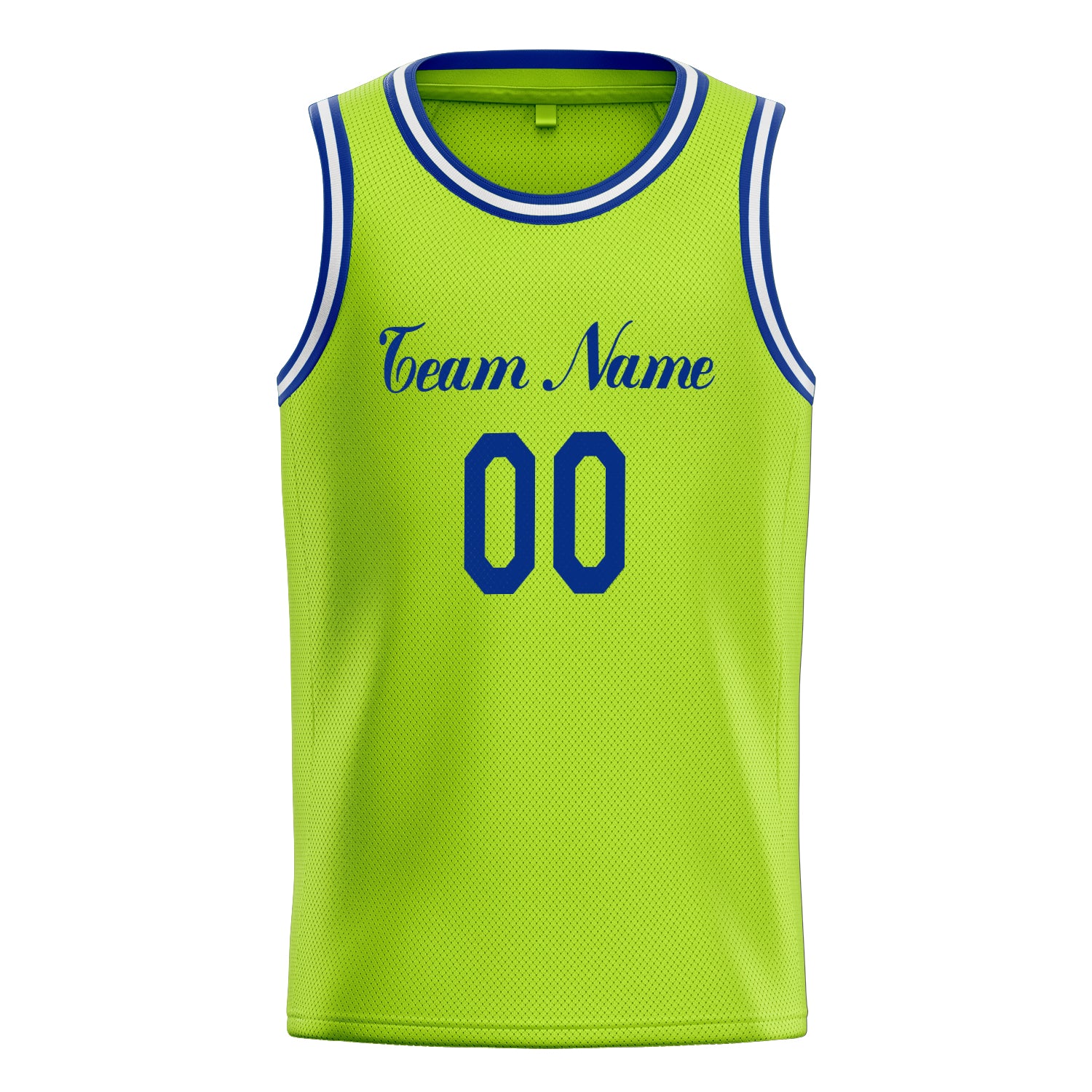 Custom Neon-Green Royal Solid-Color Basketball Jersey