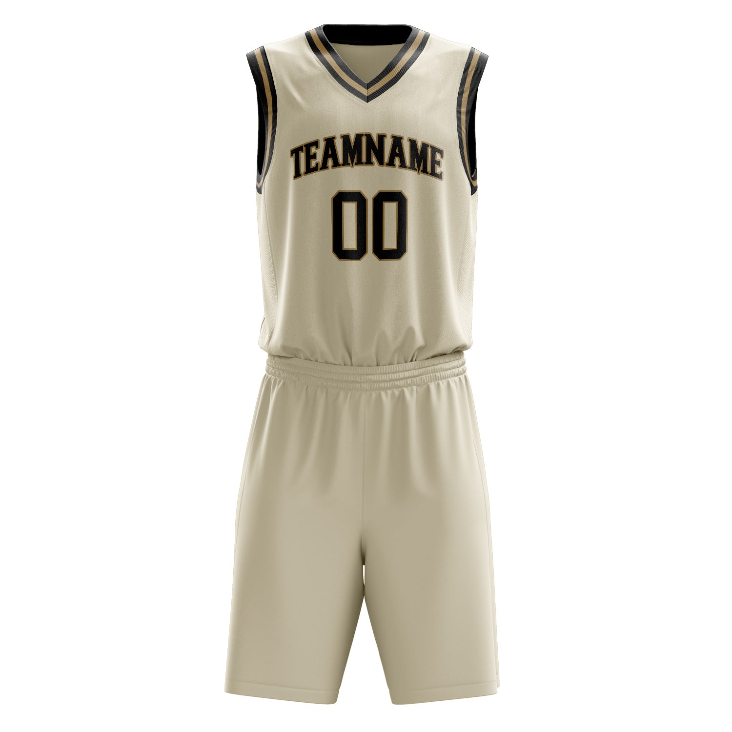 Custom Cream Black Solid Color Basketball Set