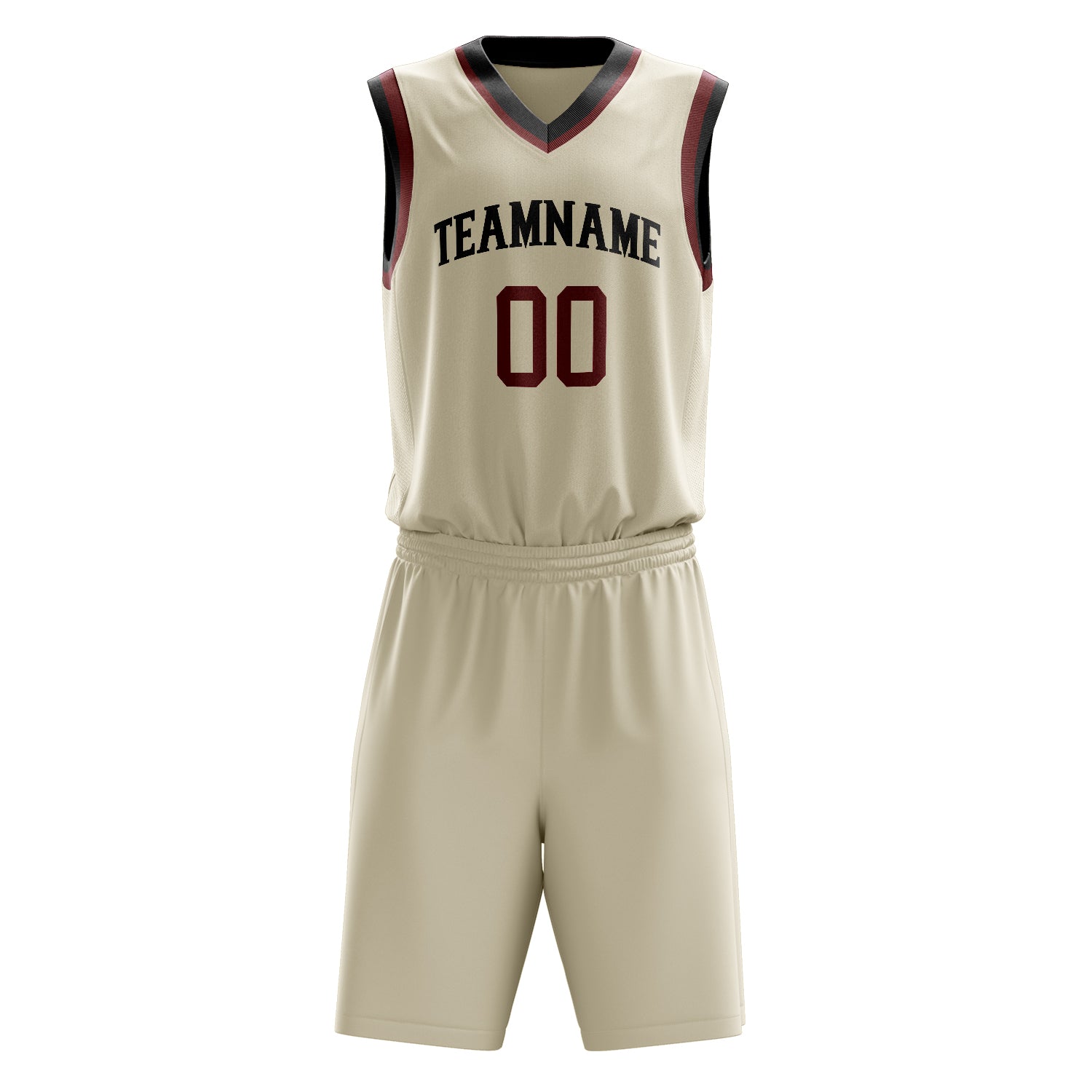 Custom Cream Crimson Solid Color Basketball Set