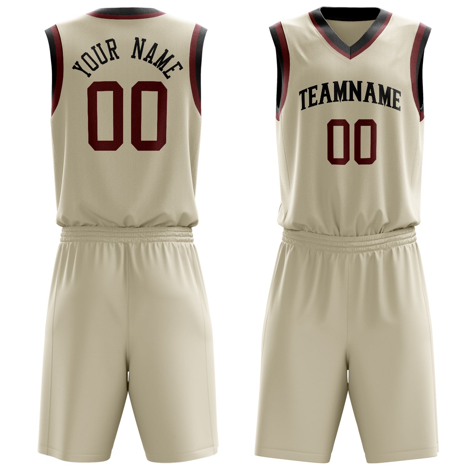 Custom Cream Crimson Solid Color Basketball Set