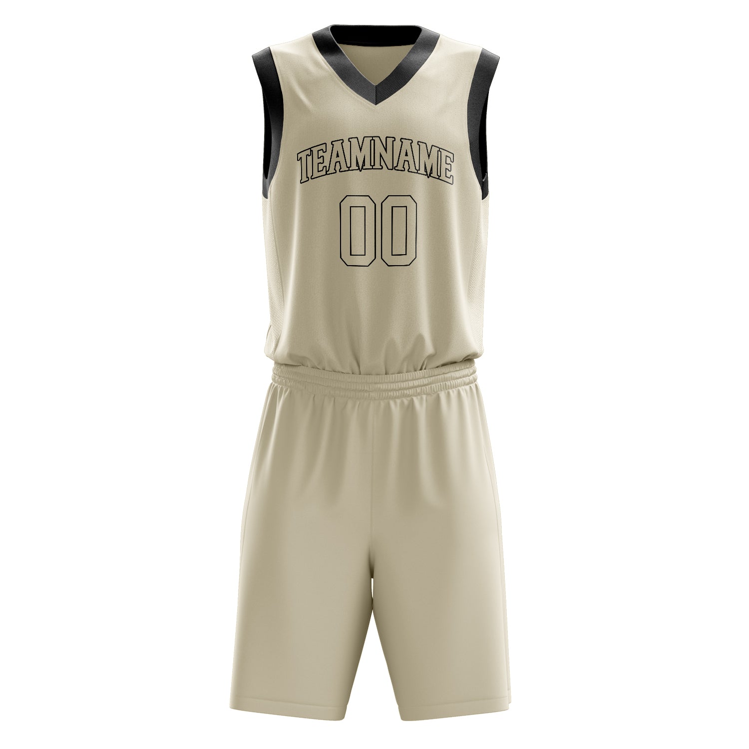 Custom Cream Black Solid Color Basketball Set