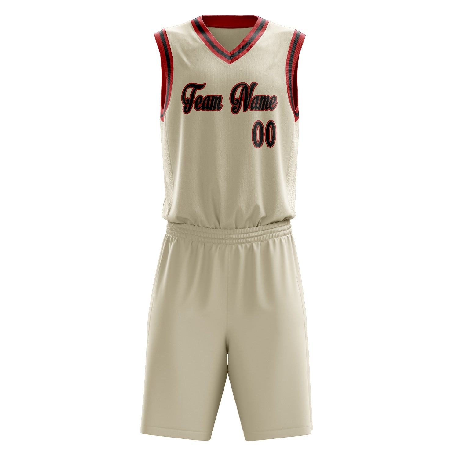 Custom Cream Black Solid Color Basketball Set