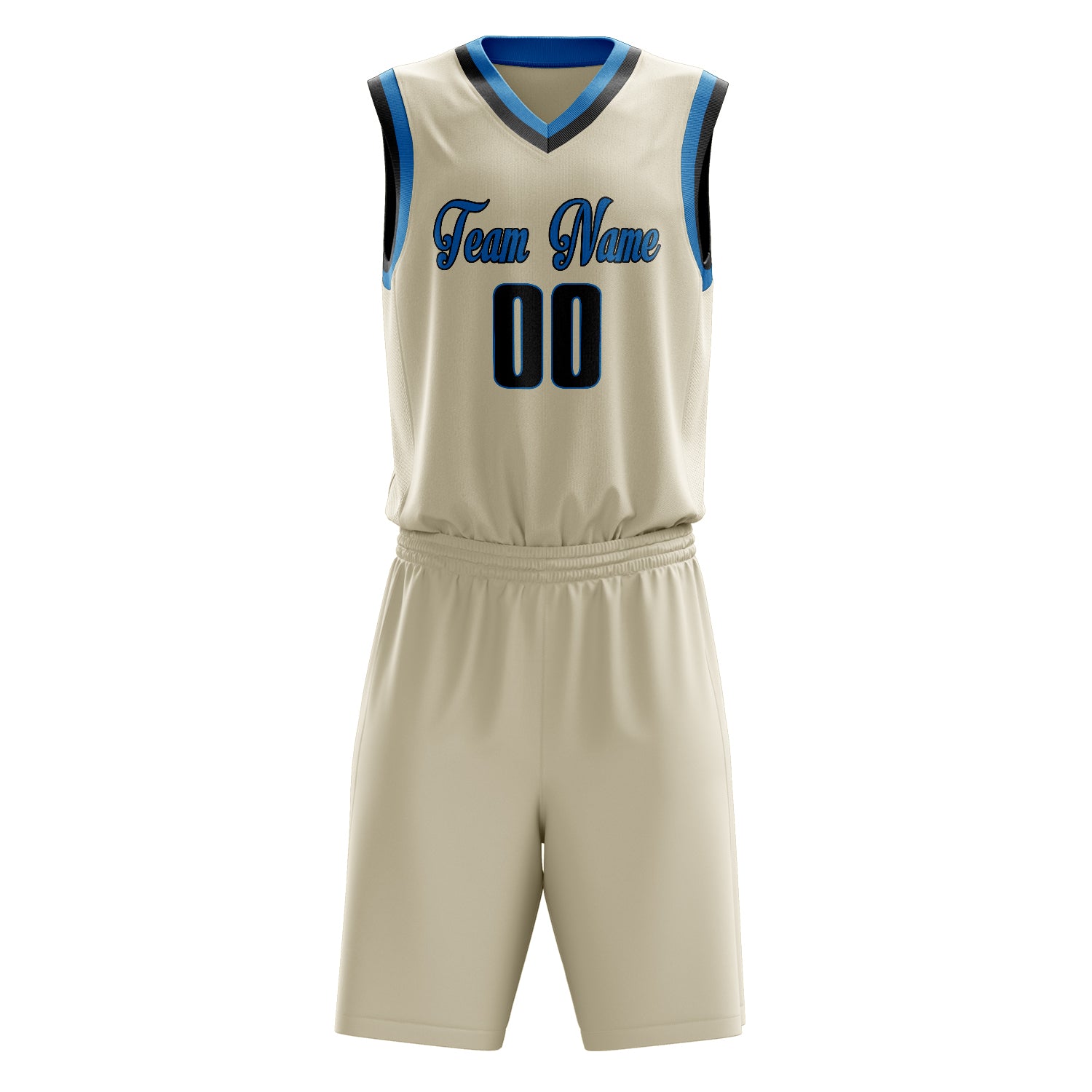 Custom Cream Black Solid Color Basketball Set