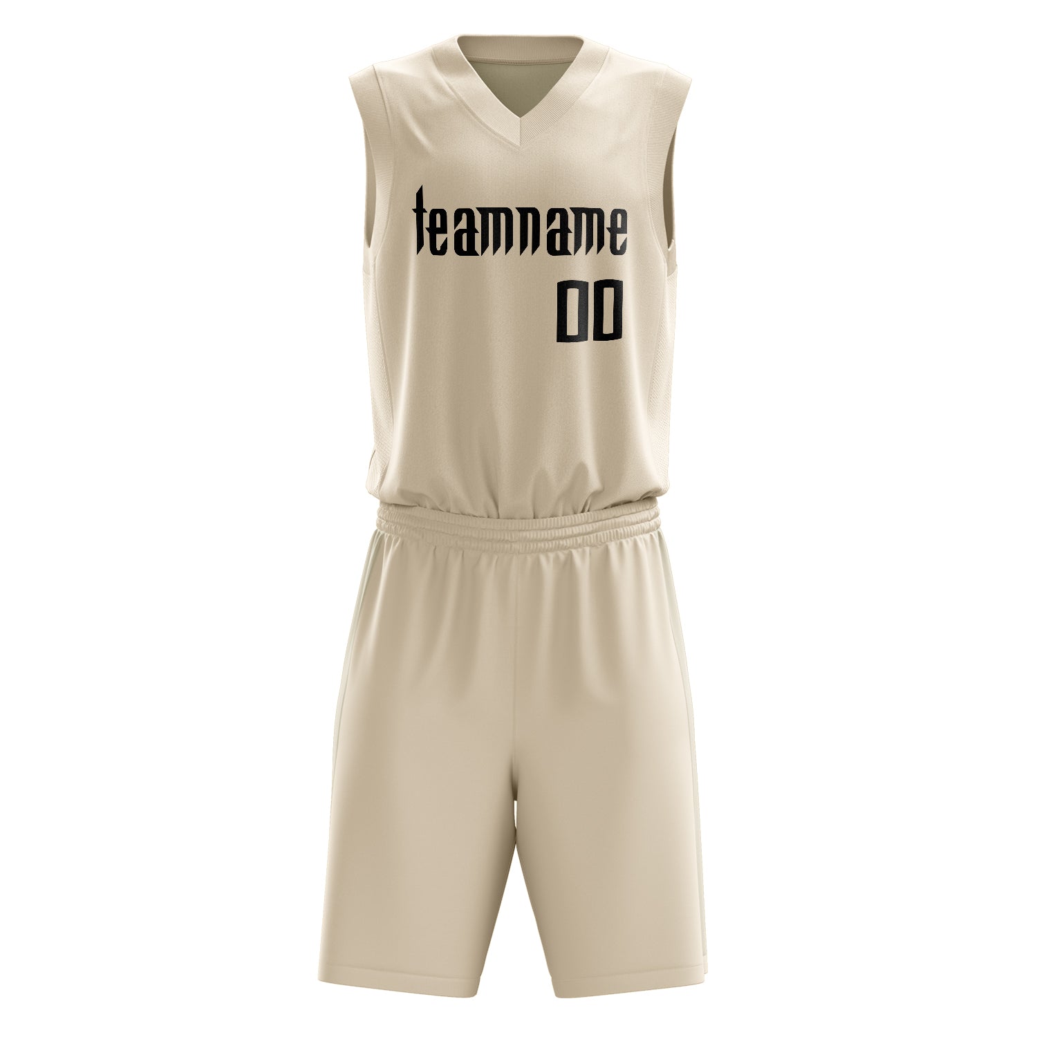 Custom Cream Black Solid Color Basketball Set