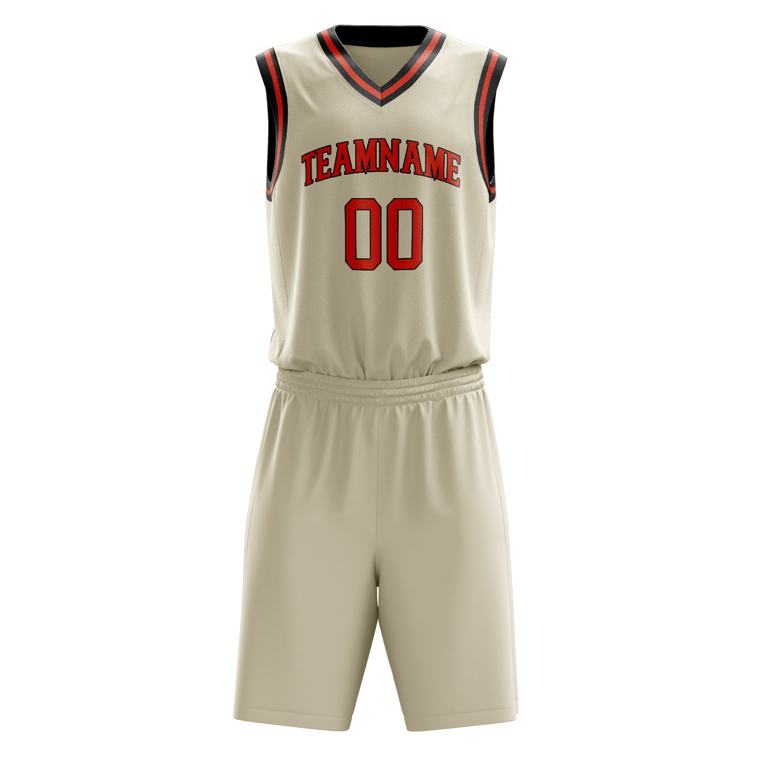 Custom Cream Red Solid Color Basketball Set