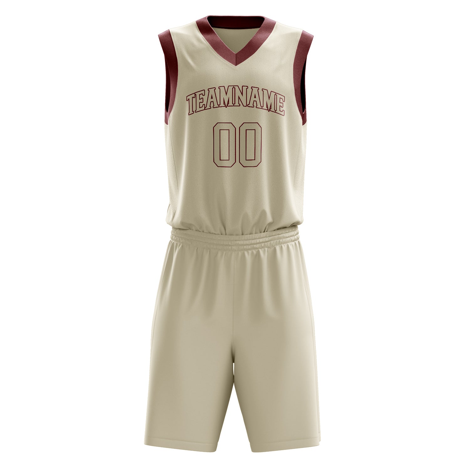 Custom Cream Crimson Solid Color Basketball Set