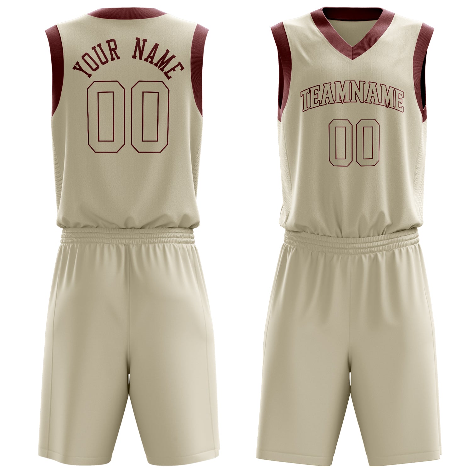 Custom Cream Crimson Solid Color Basketball Set