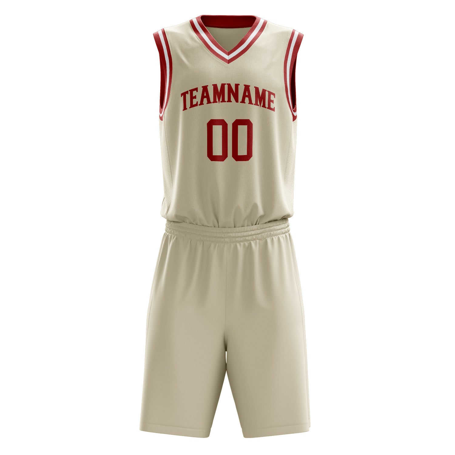Custom Cream Red Solid Color Basketball Set