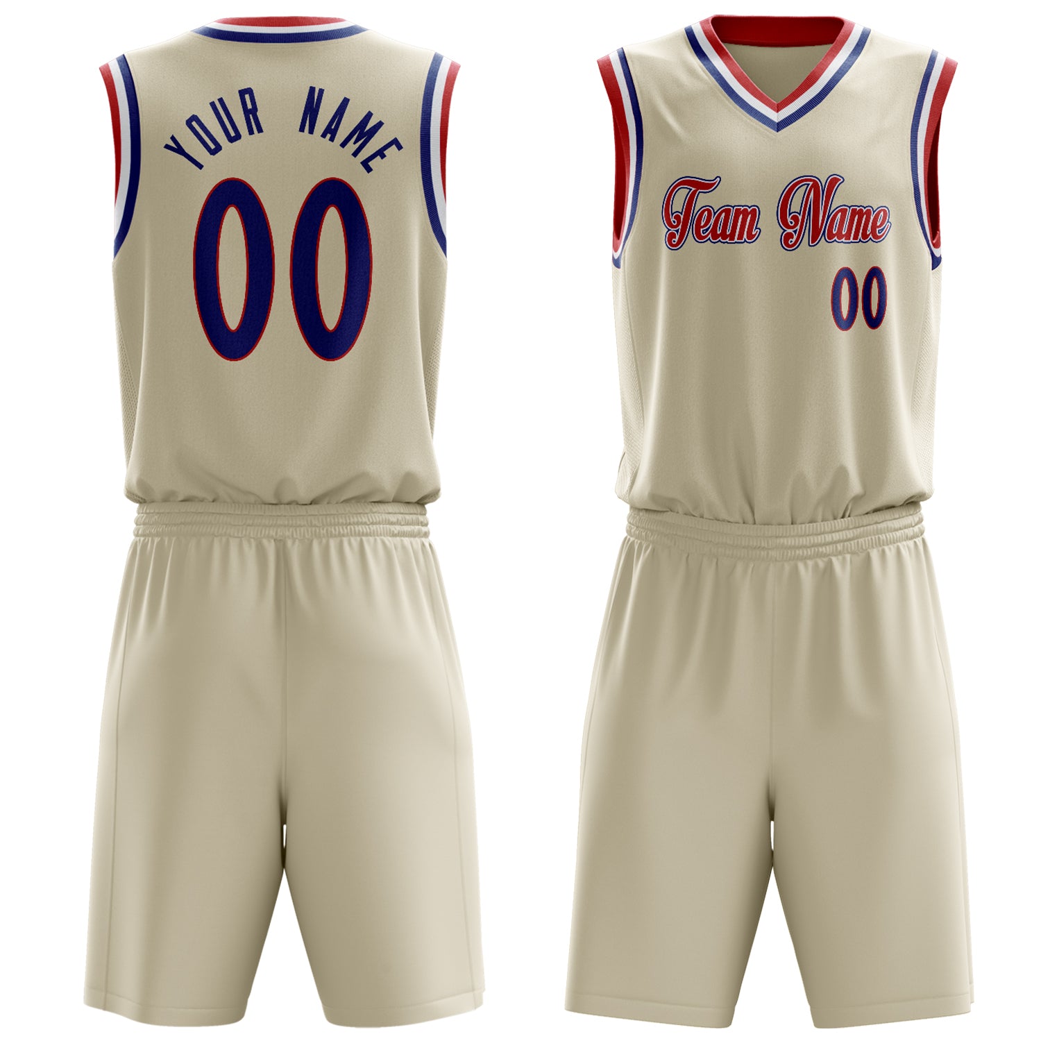 Custom Cream Royal Solid Color Basketball Set