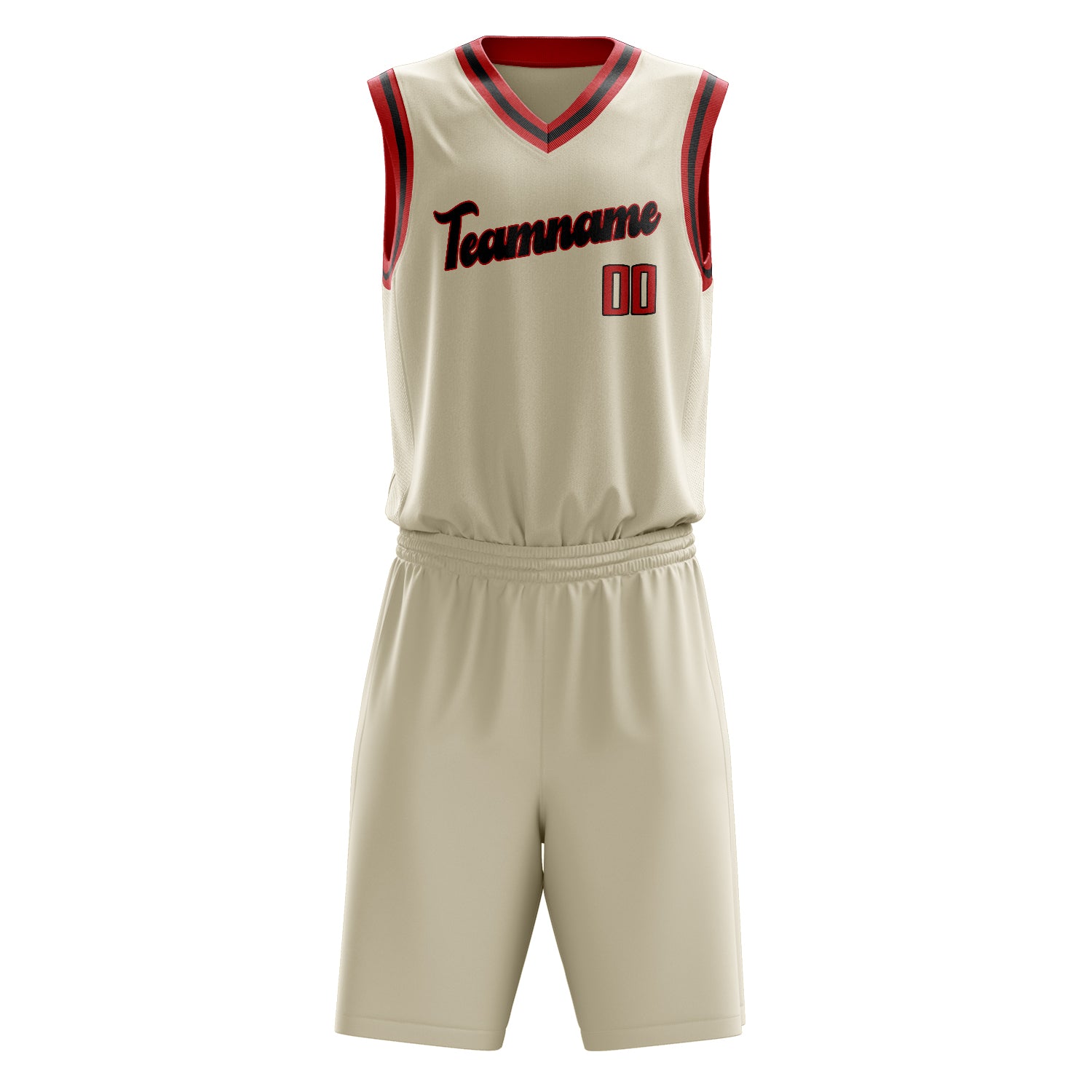 Custom Cream Red Solid Color Basketball Set
