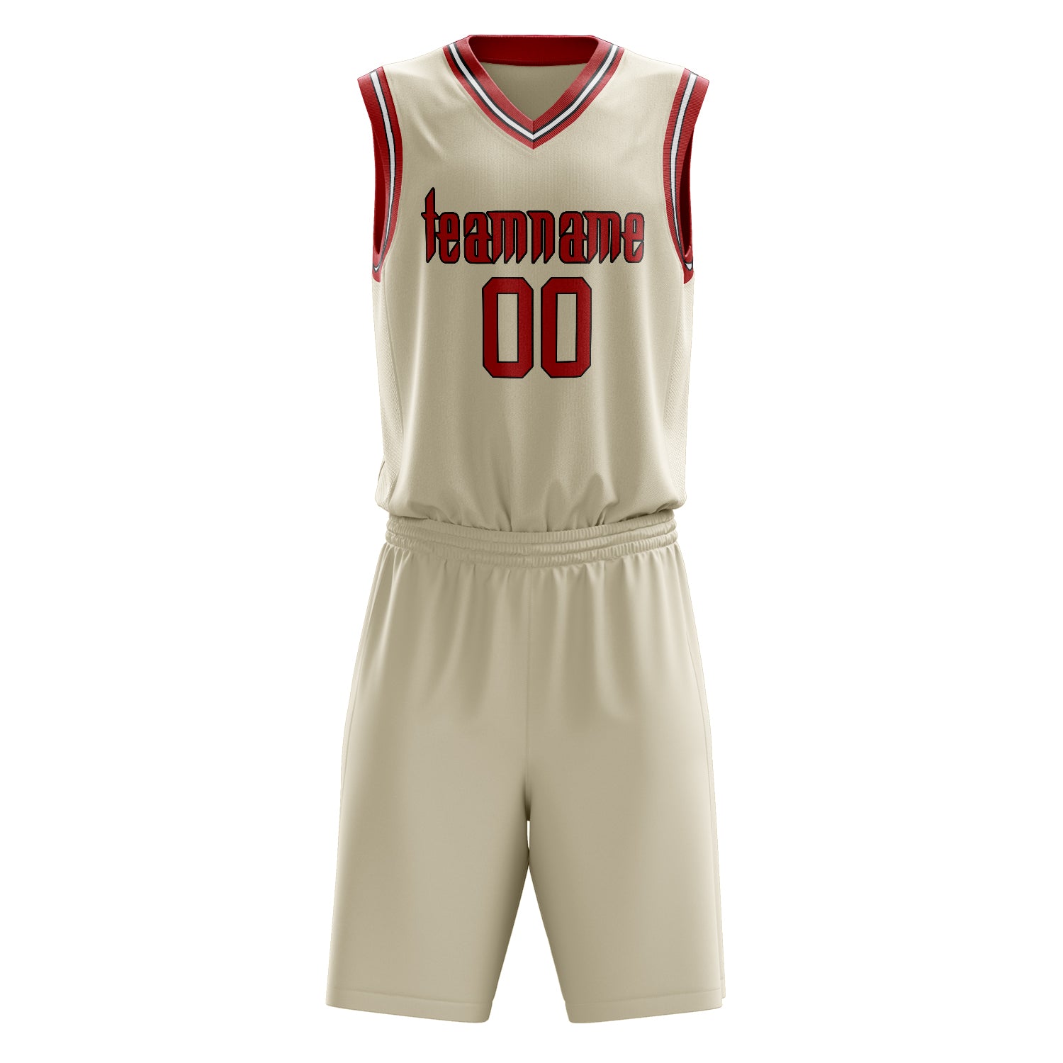 Custom Cream Red Solid Color Basketball Set