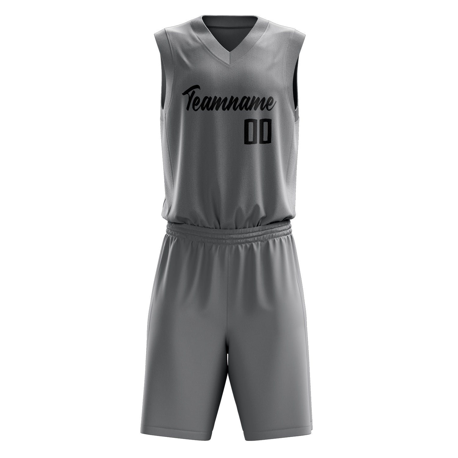 Custom Gray Black Solid Color Basketball Set