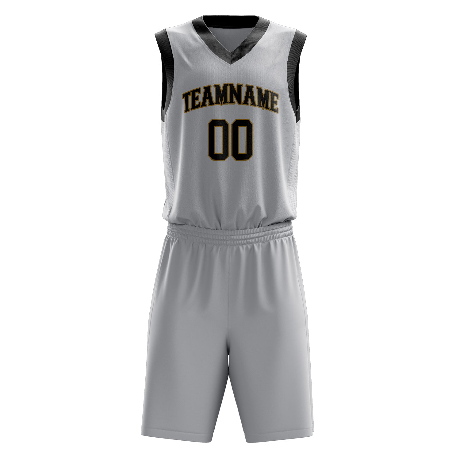 Custom Gray Black Solid Color Basketball Set