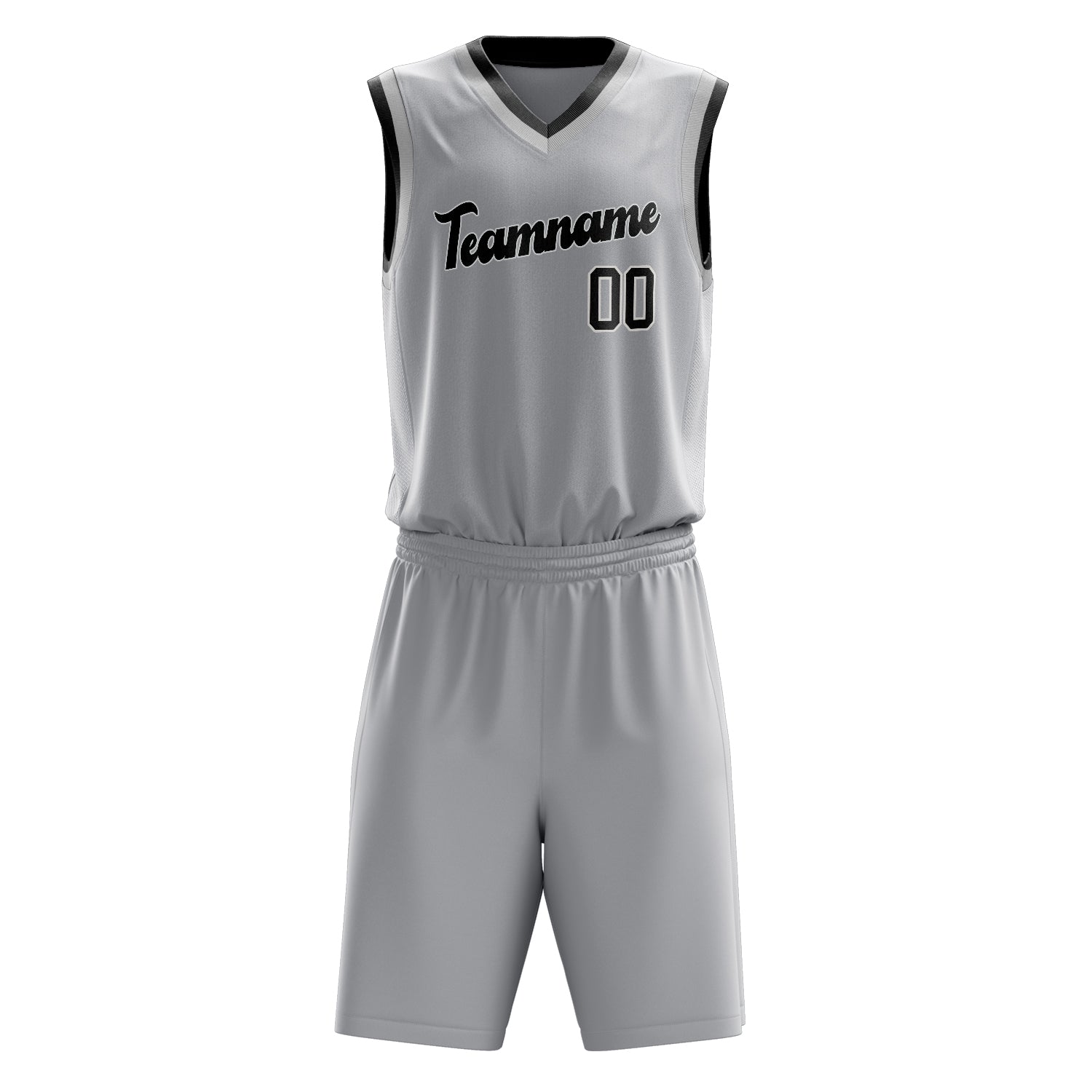 Custom Gray Black Pinstripe Basketball Set