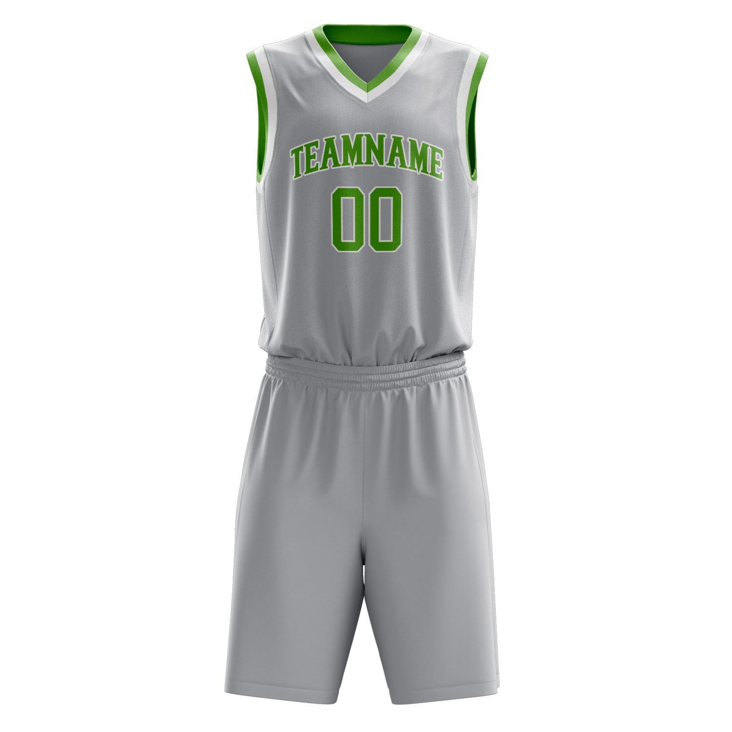 Custom Gray Neon-Green Solid Color Basketball Set