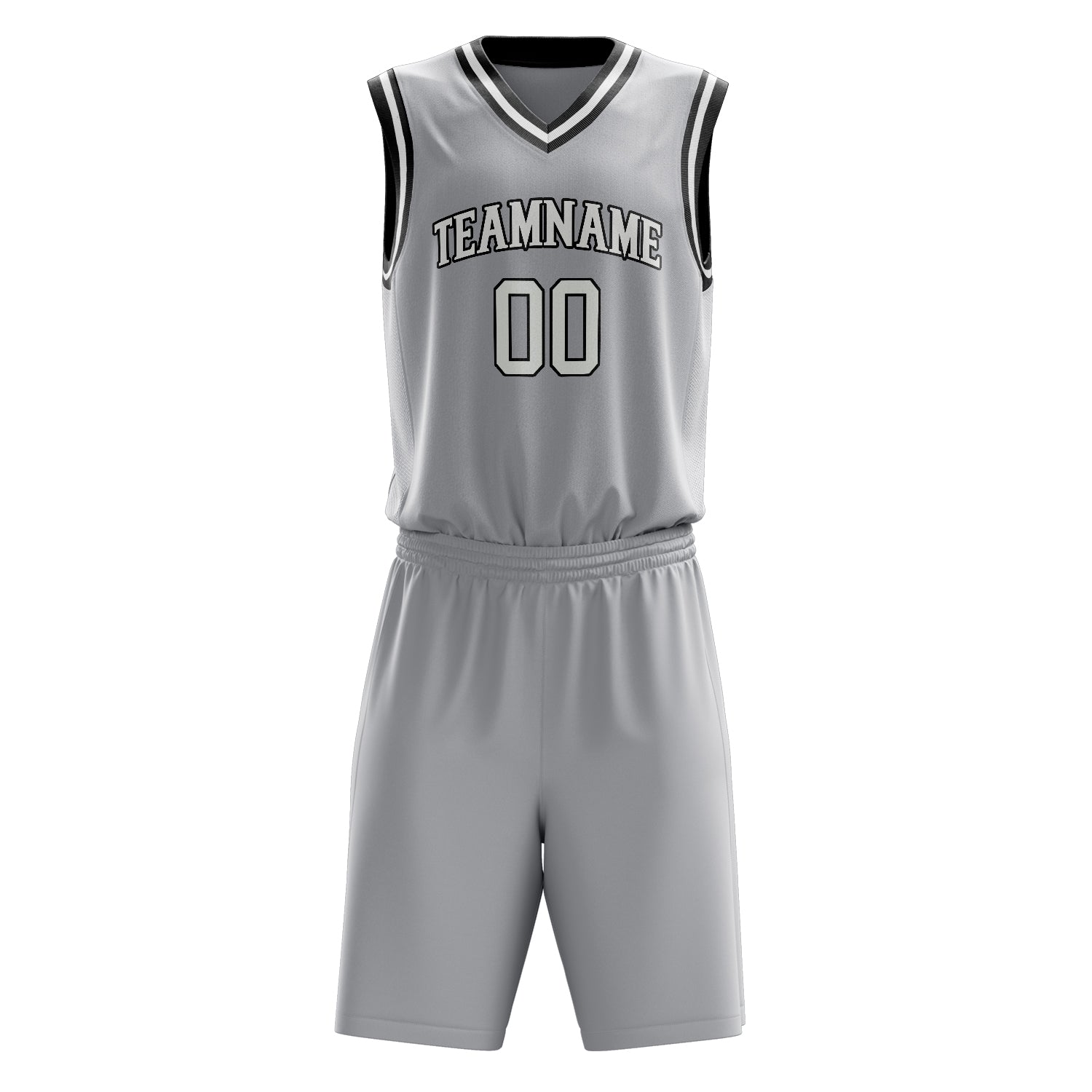 Custom Gray White Solid Color Basketball Set