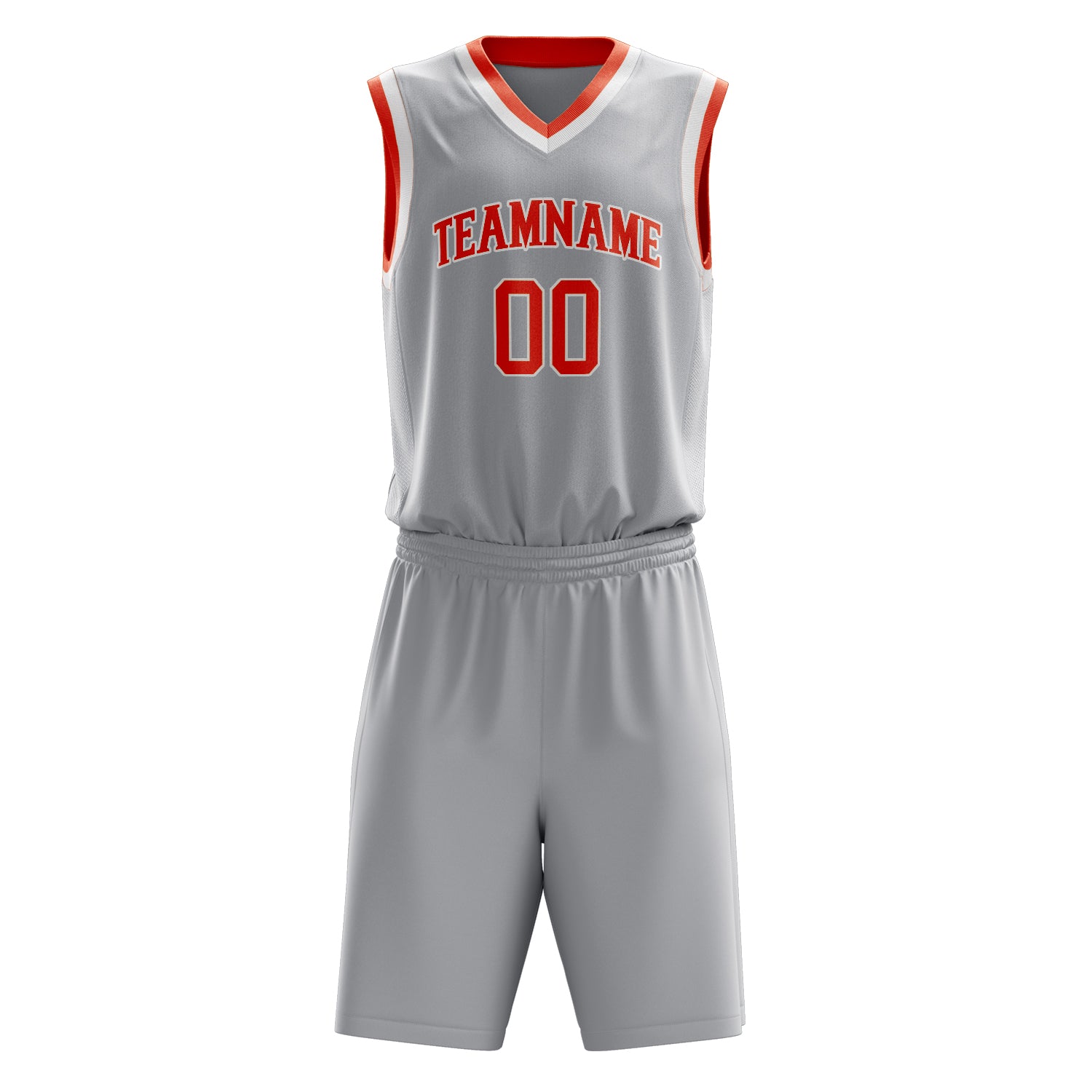 Custom Gray Orange Solid Color Basketball Set