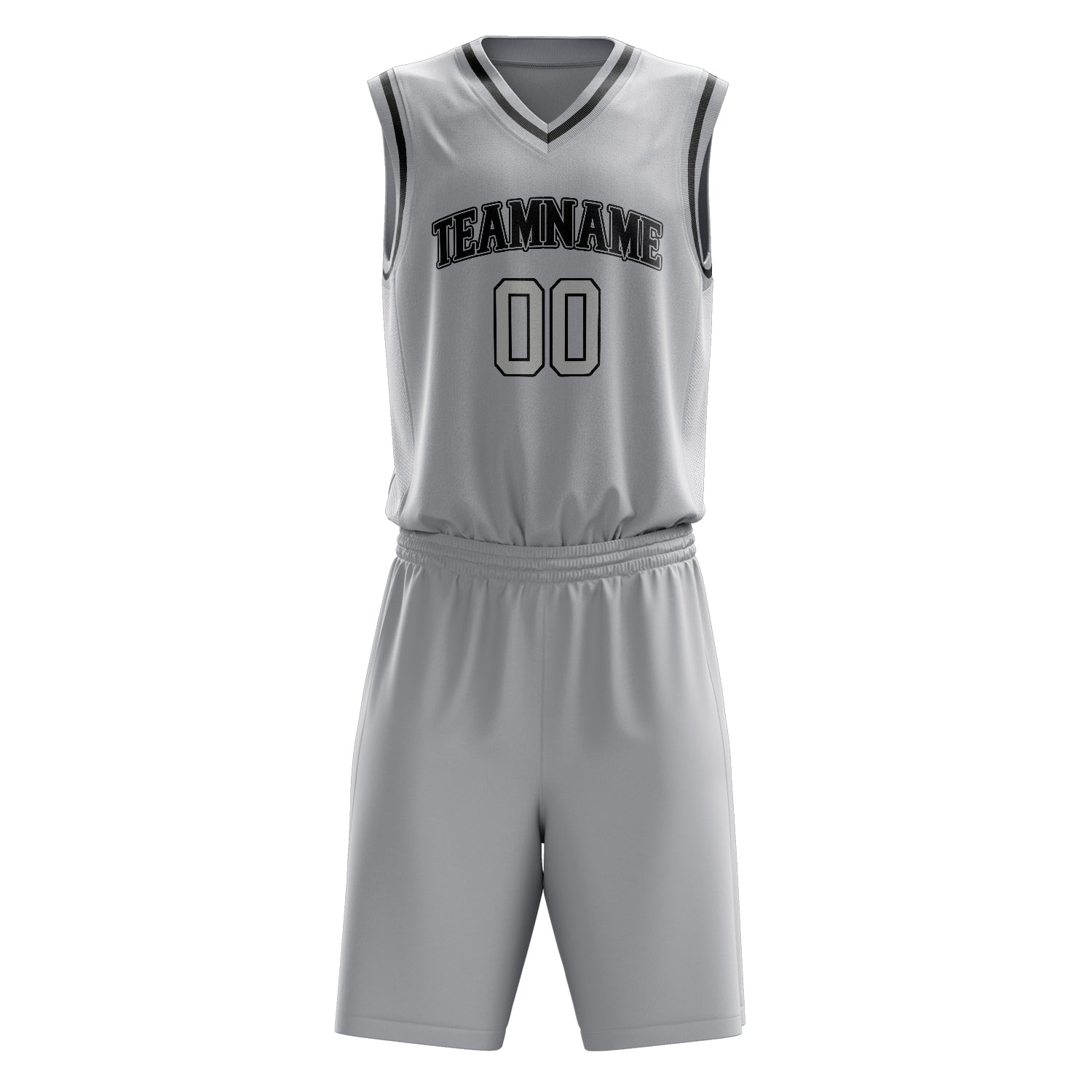 Custom Gray Black Solid Color Basketball Set